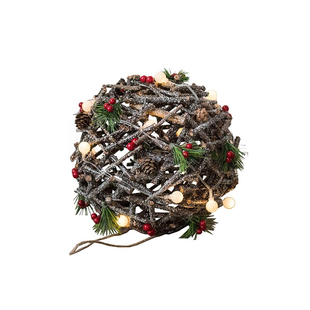JJW Small Christmas Tree Stand with Shiny Lamp Beads & Holly - Natural Wood Stick Base for Medium Holiday Trees (Christmas Nest Style) | Perfect for Home Decor, Office Parties & Festive Gift Displays