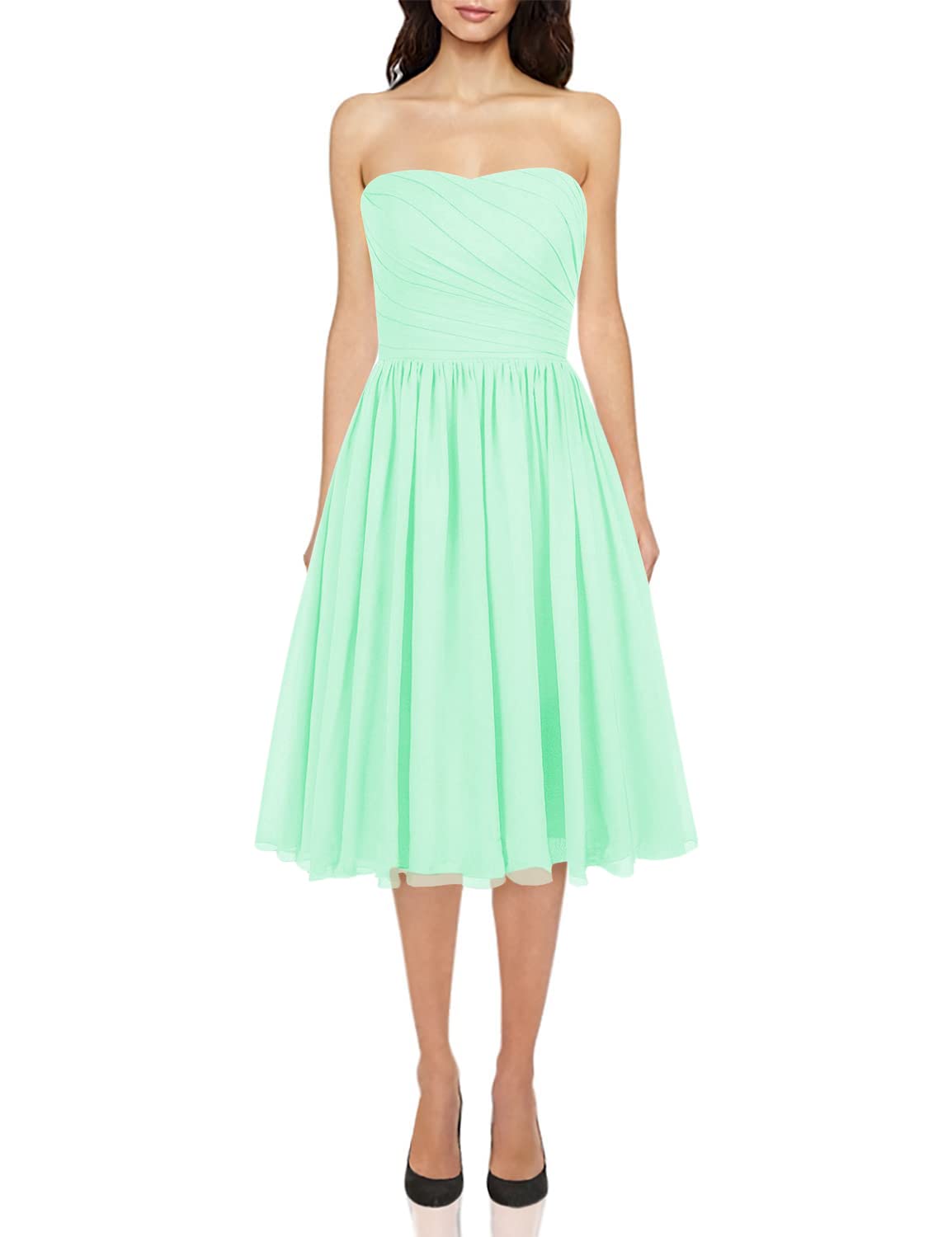 JAEDEN Short Chiffon Strapless Bridesmaid Dresses - Elegant Wedding Guest & Prom Dresses for Women - Perfect for Bridal Parties, Formal Events & Special Occasions