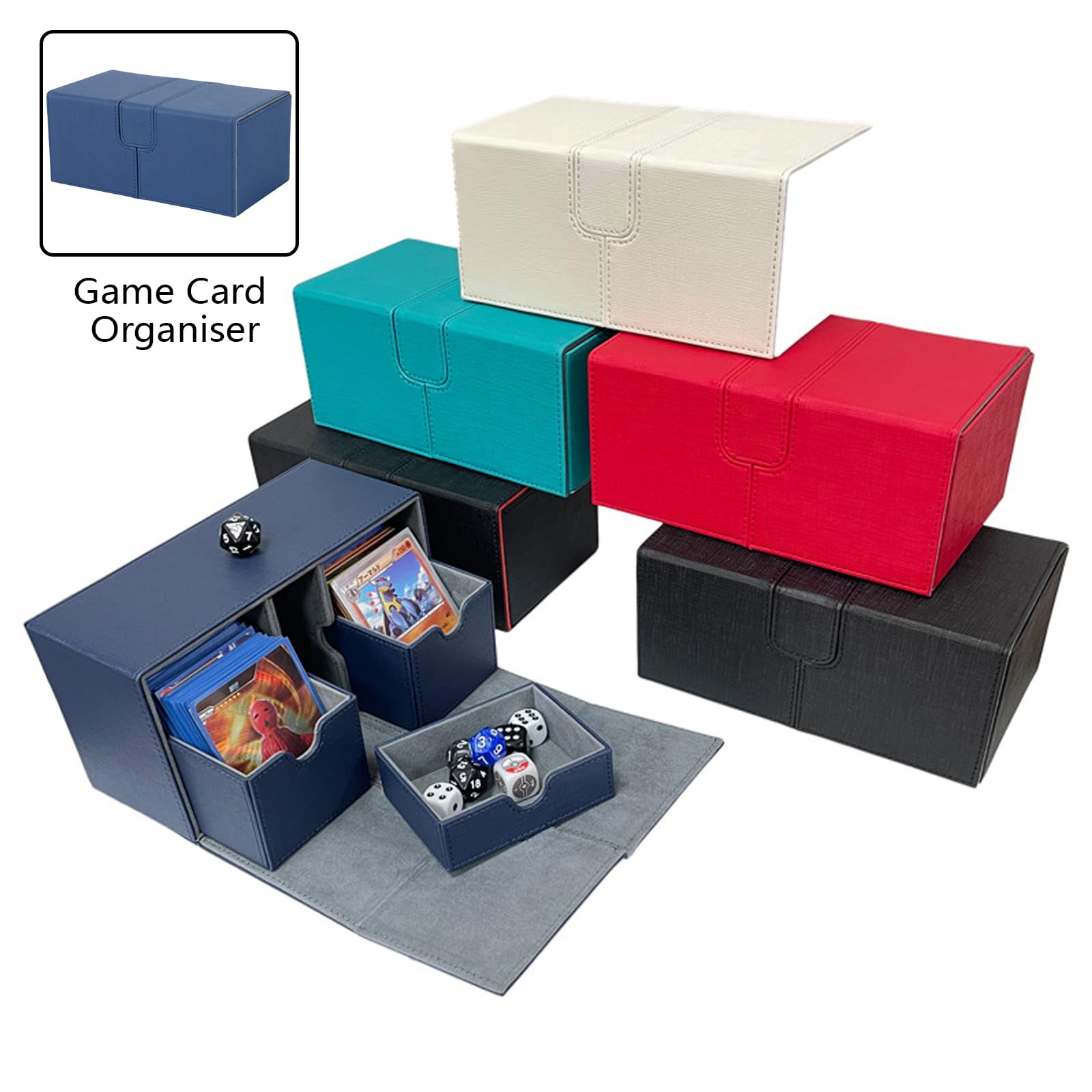 Magnetic Playing Cards Storage Box - PU Leather Trading Card Case Holder for Deck Games, Collectibles & Travel - Perfect for MTG, Pokemon, Yu-Gi-Oh & Board Game Card Protection