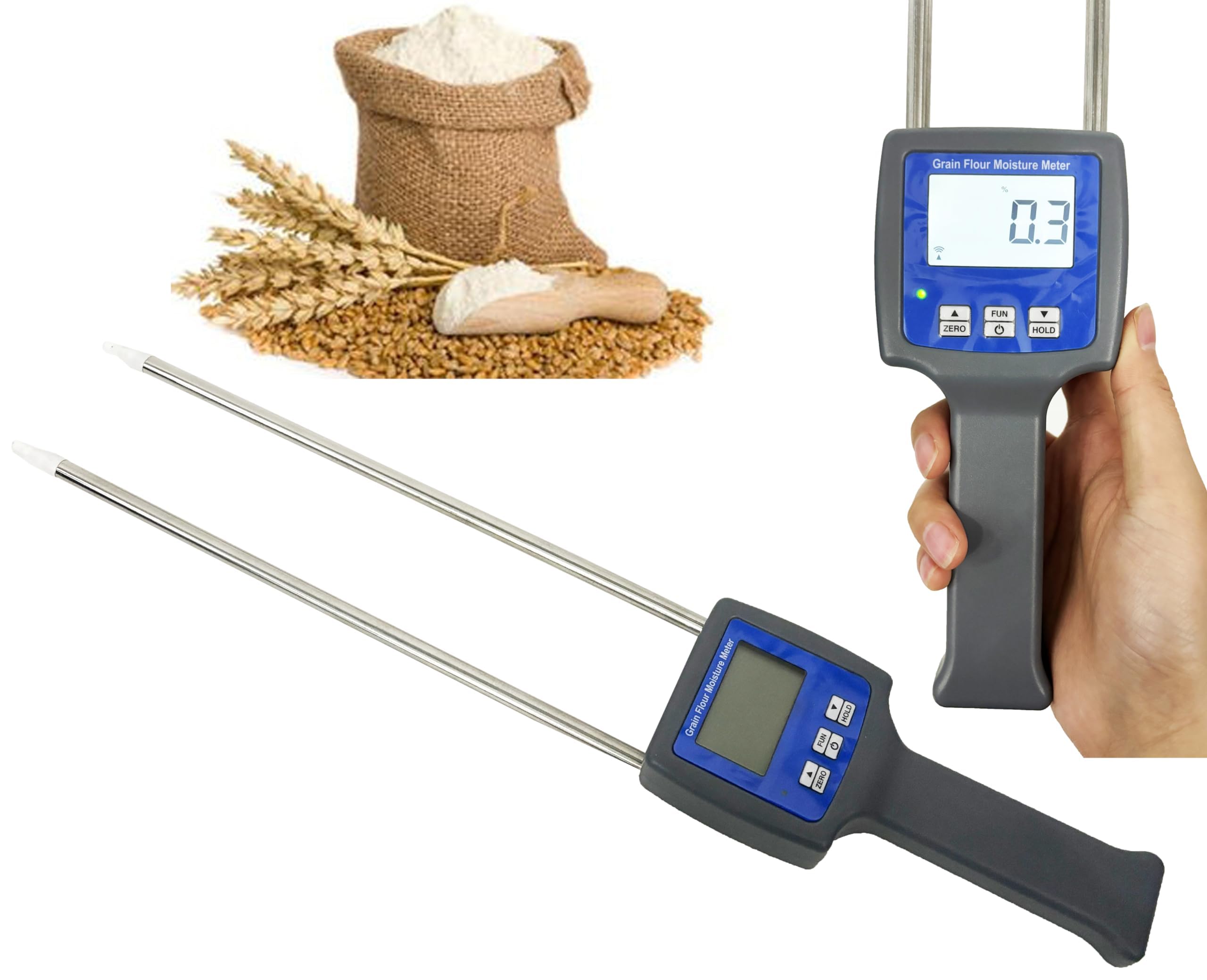Digital Grain Moisture Meter - Precise Flour Moisture Tester for Corn, Wheat, Rice, Beans & More (6-30% Range, ±0.5% Accuracy) | Essential Tool for Bakers, Farmers & Food Quality Control