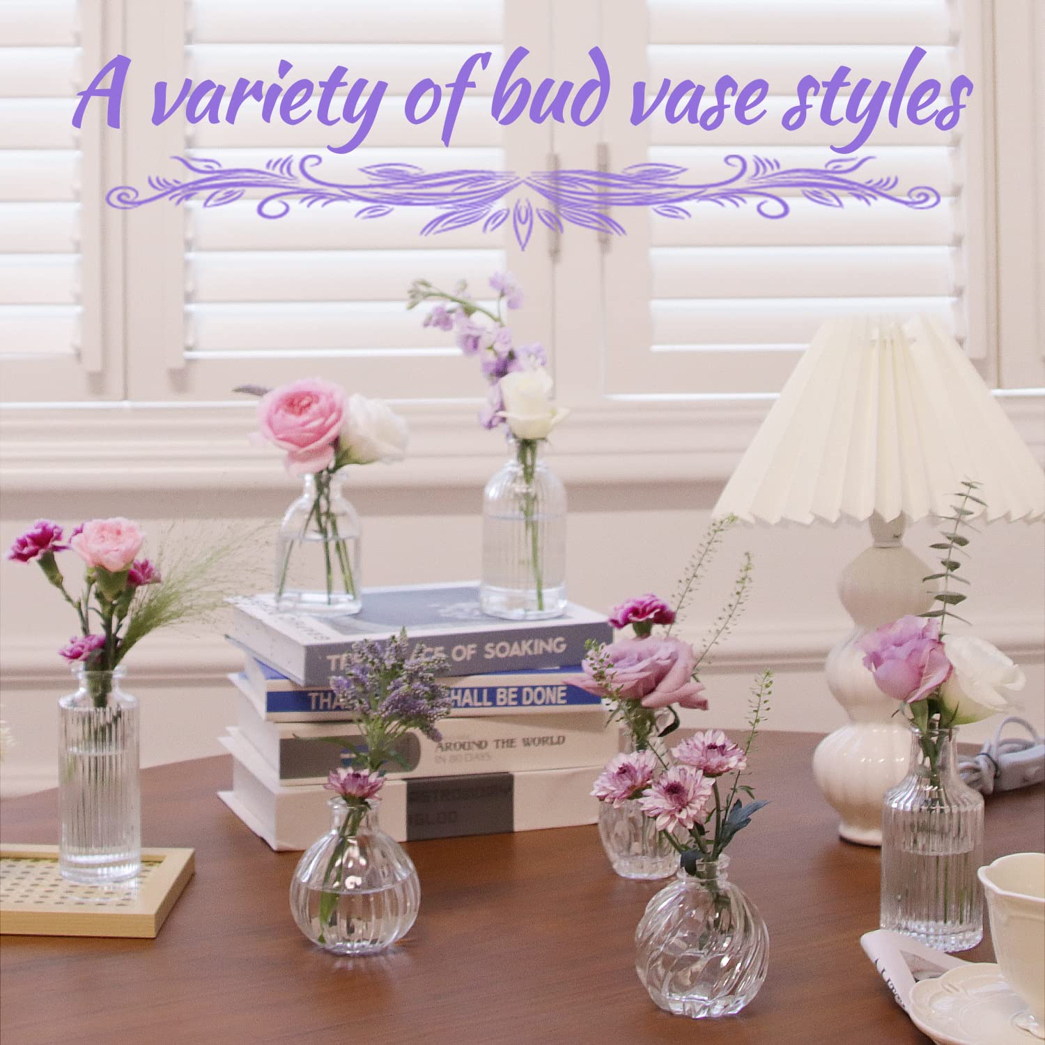 12-Piece Glass Bud Vase Set - Clear Striped Modern Flower Vases for Wedding Centerpieces, Home Decor & Party Table Decorations | Perfect for Floral Arrangements, Dining Table Centerpieces, and Gift Packaging