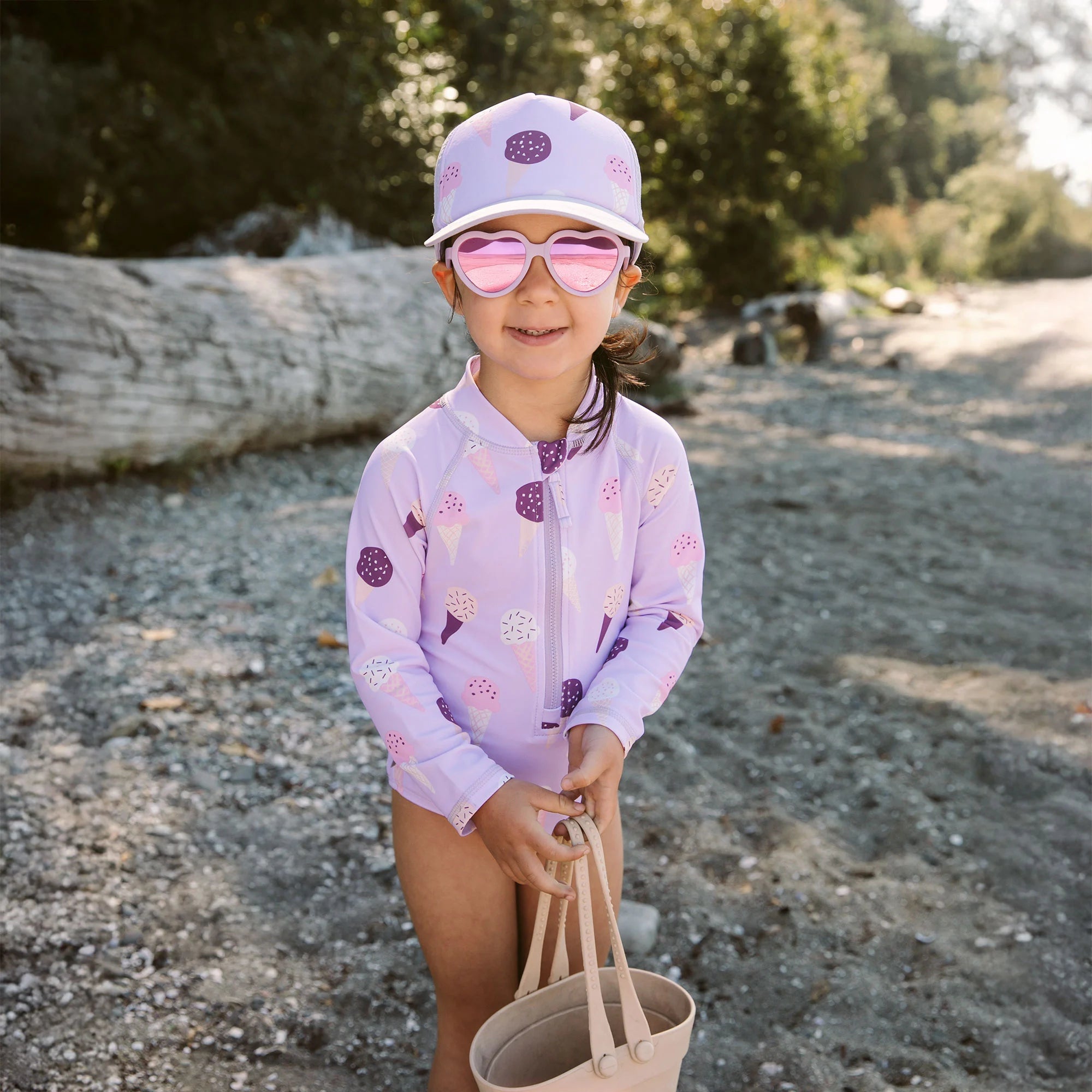 Jan & Jul Lavender Ice Cream Five Panel UV Protection Baseball Hat for Kids - Sun Protection for Outdoor Play, Beach, and Summer Activities