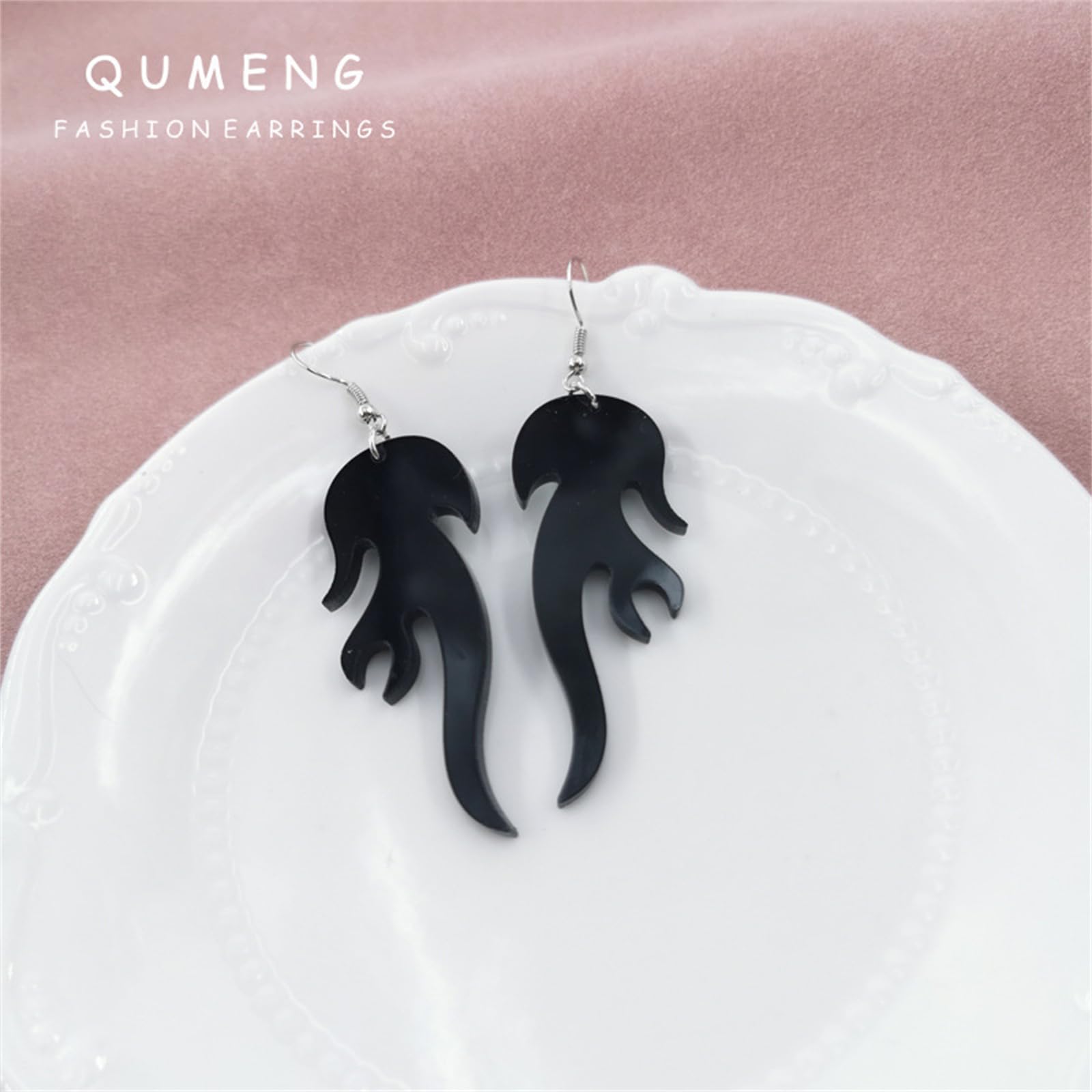 ONLYJUMP Lightweight Acrylic Transparent Earrings - Colorful Halloween Statement Jewelry for Women, Funny Fire-Shaped Dangle Earrings - Perfect for Costume Parties, Cosplay & Unique Gift Giving