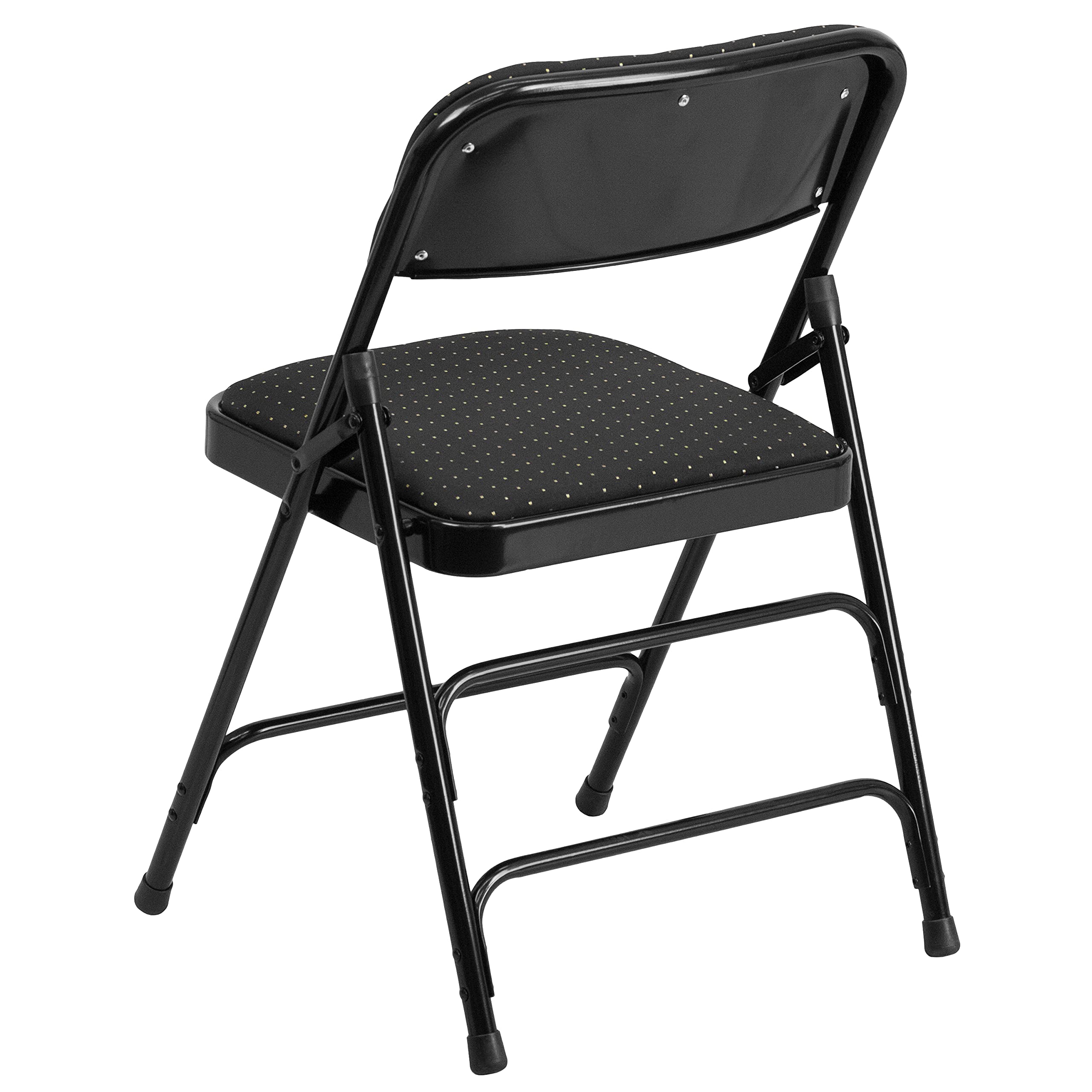 EMMA + OLIVER 2 Pack Black Patterned Metal Folding Chairs - Heavy Duty Triple Braced Curved Design for Indoor/Outdoor Events, Parties, Weddings & Camping