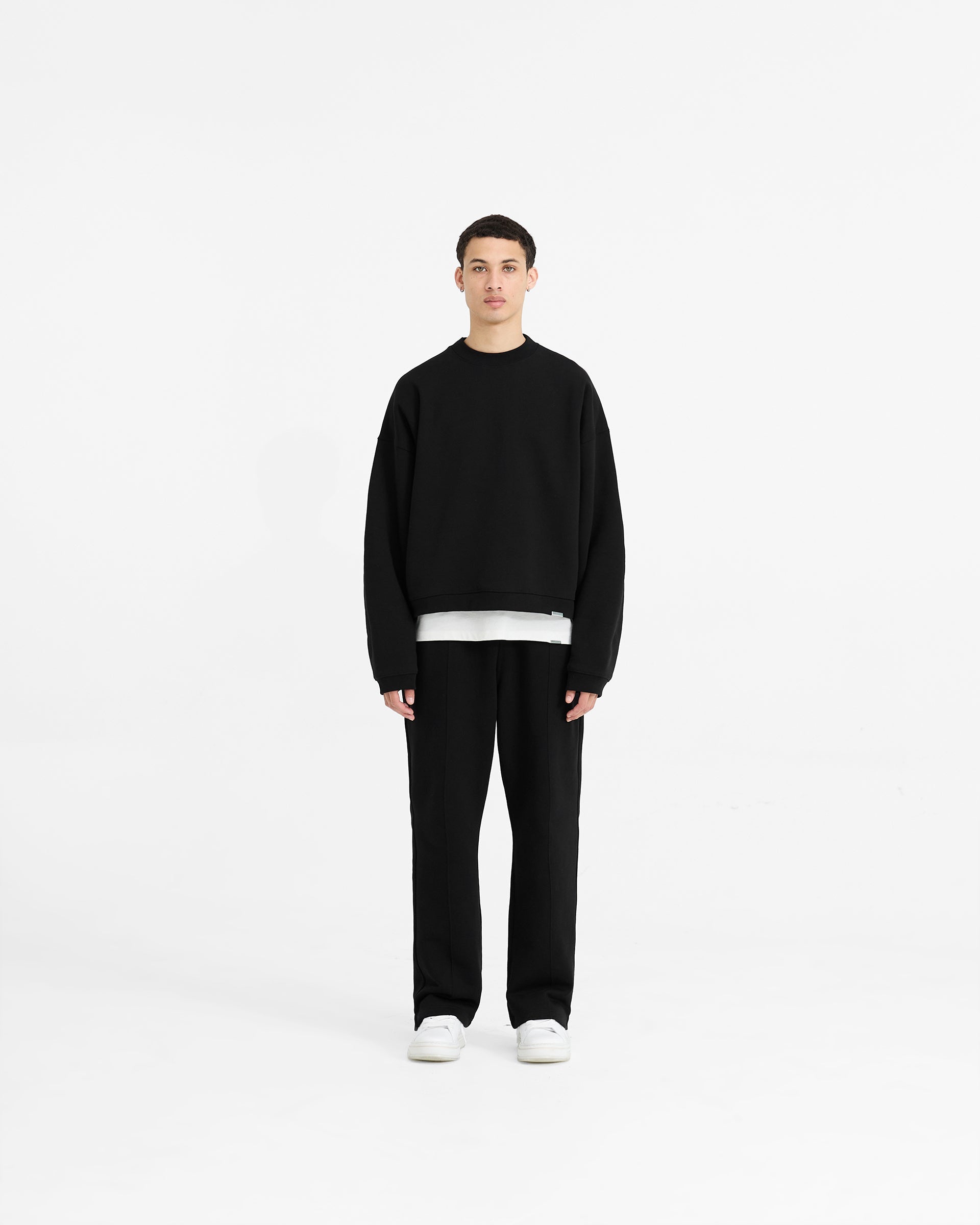 Initial Boxy Sweater - Black | Oversized Casual Knit Pullover for Women | Perfect for Fall Layering, Coffee Dates & Cozy Evenings
