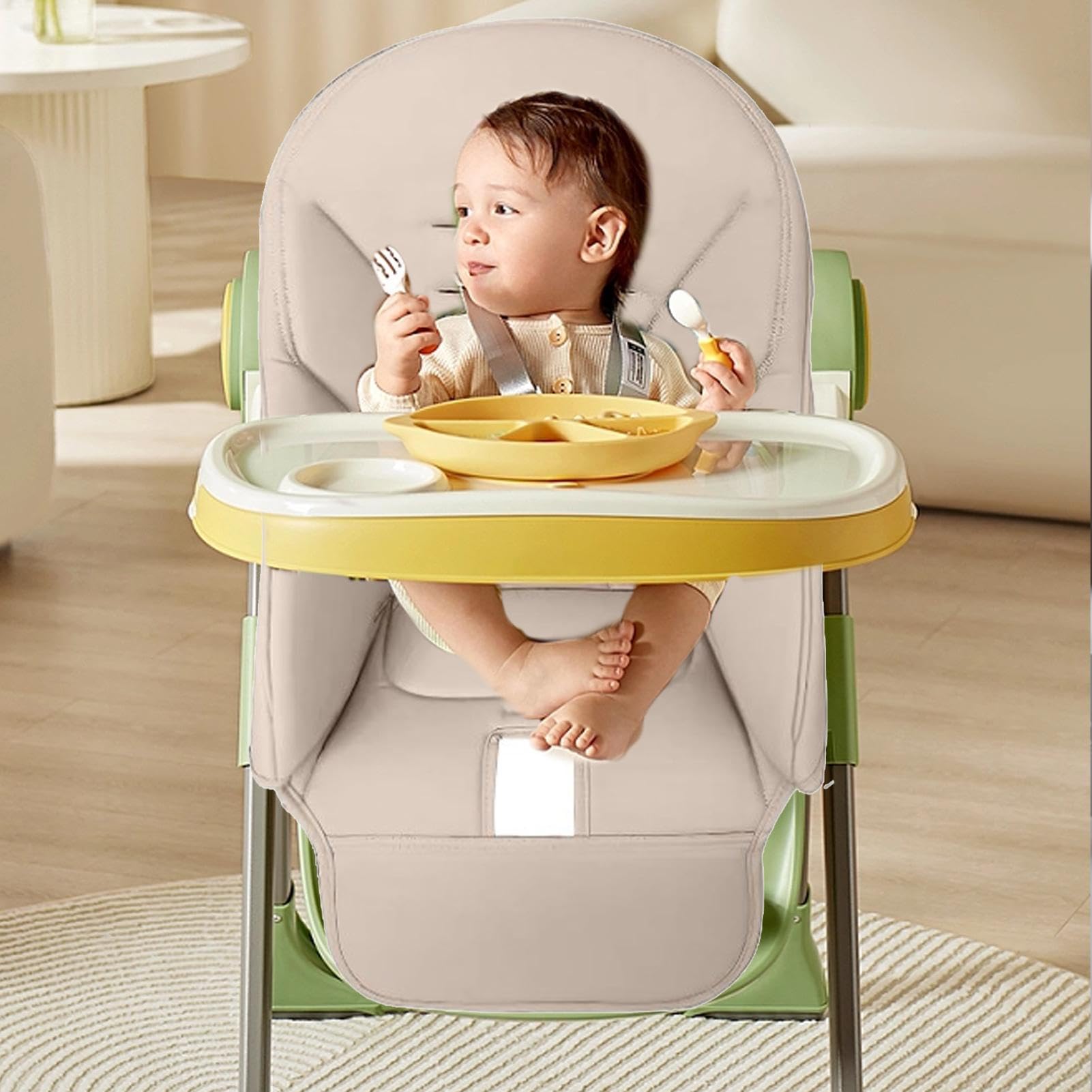 Premium Baby High Chair Cover - Waterproof PU Leather Dining Chair Cushion with Non-Slip Back | Universal Fit for Peg Perego, Kosmic Jané, Baoneo & Siesta Zero3 | Perfect for Home, Restaurant & Travel Use