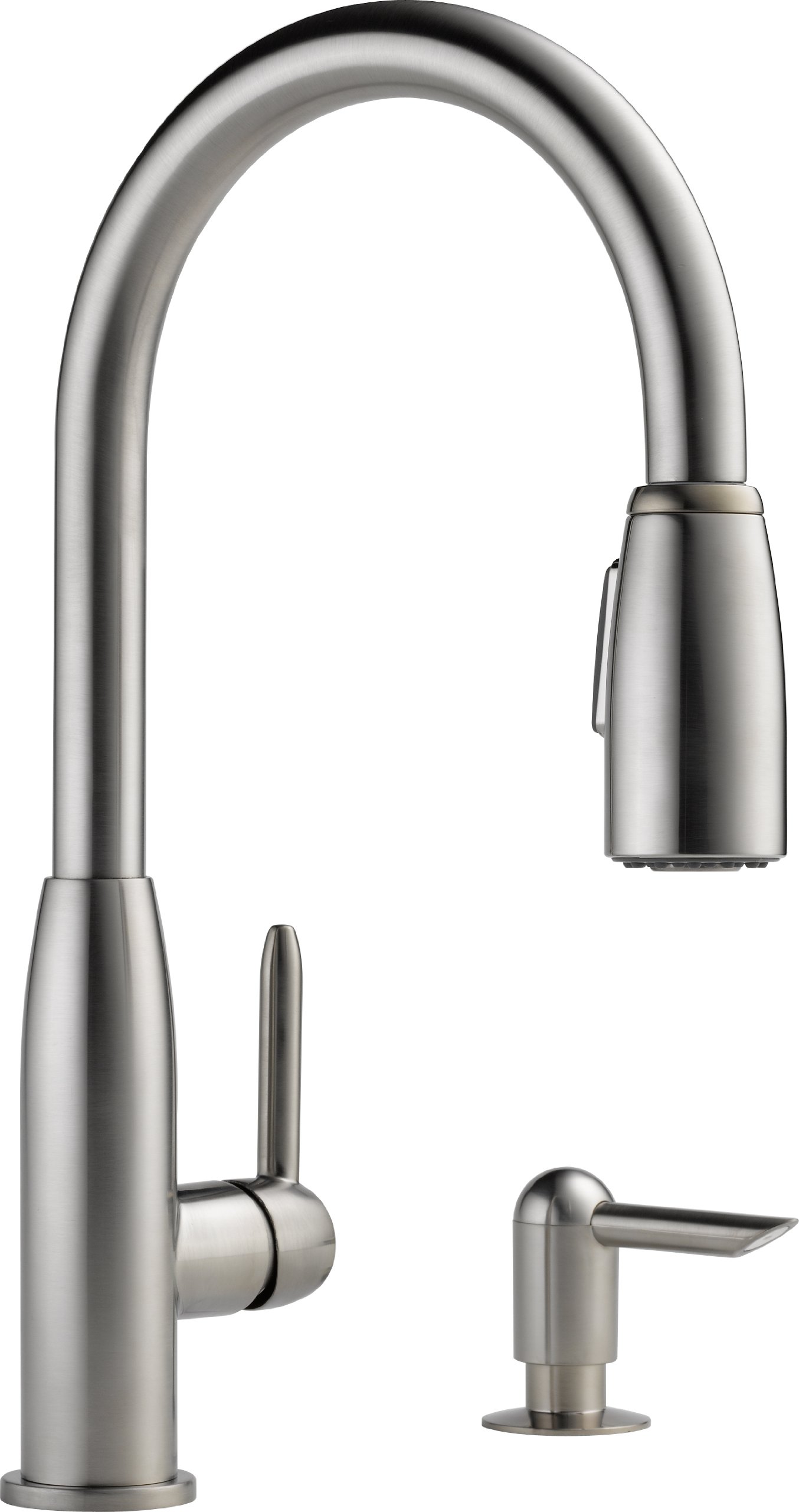 Stainless Steel Single-Handle Pull Down Kitchen Faucet with Soap Dispenser - Modern Commercial Grade Sink Sprayer for Home & Restaurant Use