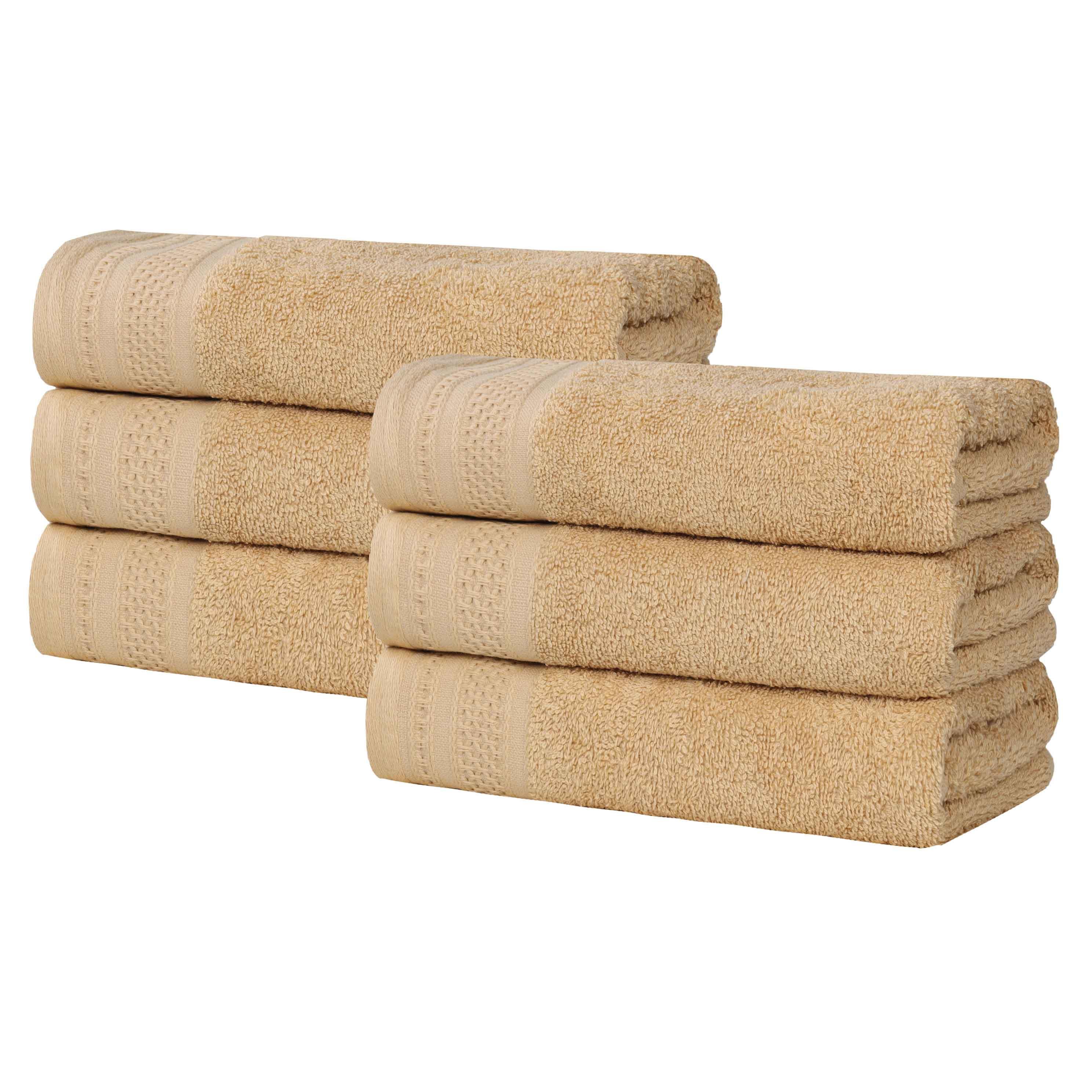 Premium Honeycomb Waffle Weave Cotton Hand Towels Set of 6 - Soft Absorbent Bath & Kitchen Towels for Guest Bathroom, Spa, Luxury Hotel Decor