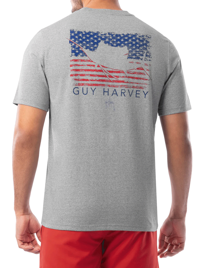 Guy Harvey GHV55727 LGH Men's Glory Sail Short Sleeve T-Shirt - Light Grey Heather - Casual Wear, Beach Outing, Fishing & Outdoor Activities
