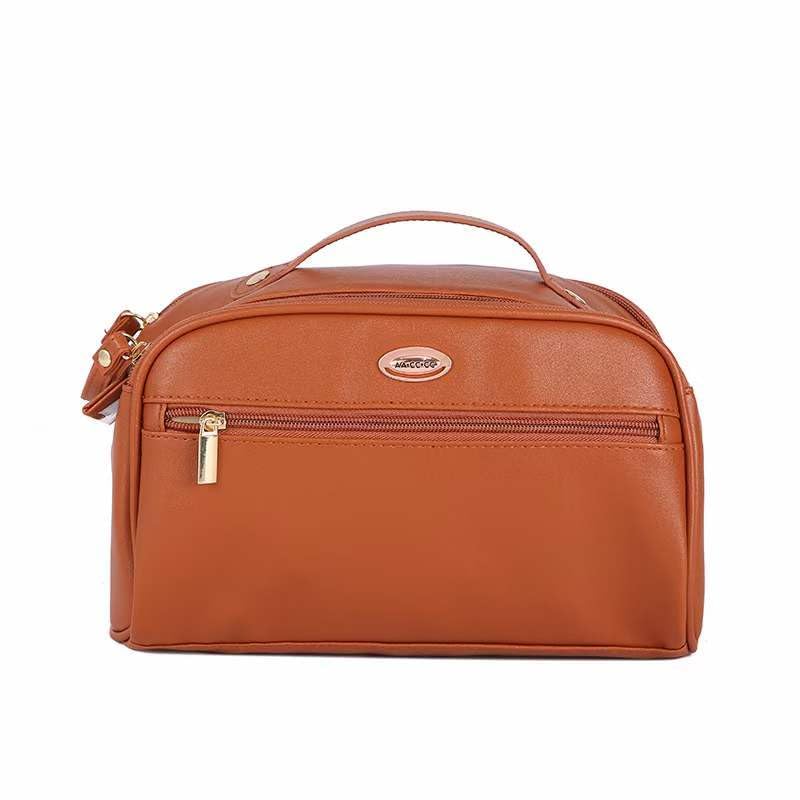 PU Leather Double Zipper Makeup Bag - Waterproof Travel Cosmetic Case for Women | Perfect for Travel & Daily Use