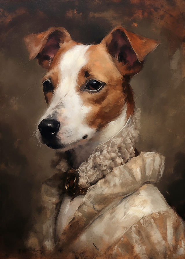 Jack Russell Terrier Tan & White Dog Portrait Print - Wall Art for Pet Lovers, Home & Office Decor