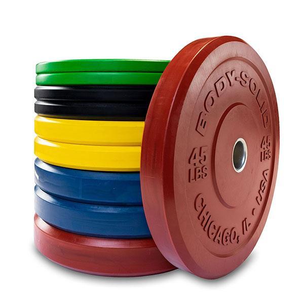 260 lb. Chicago Extreme Color Bumper Plate Set - Olympic Weightlifting & CrossFit Training Equipment for Home Gym & Fitness Studio