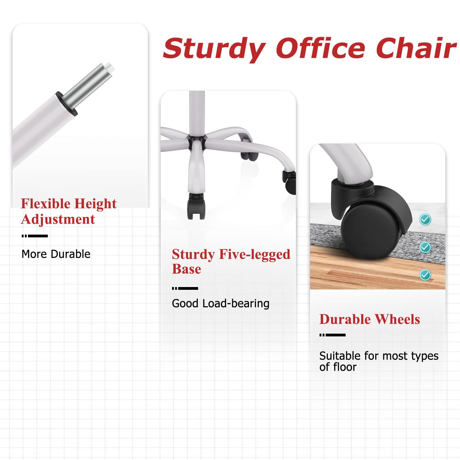 Ergonomic Office Chair with Wheels & Armrests - Adjustable Mid Back Mesh Computer Desk Chair for Home & Office - Perfect for Long Work Hours, Gaming, and Remote Work