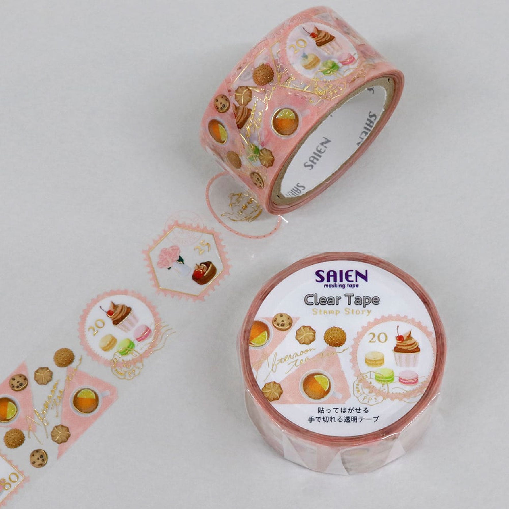 Kamiiso Washi Tape Stamp Story Tea Party - Decorative Japanese Paper Tape for Scrapbooking, Journaling & DIY Crafts - Perfect for Tea Party Invitations, Gift Wrapping & Home Decor