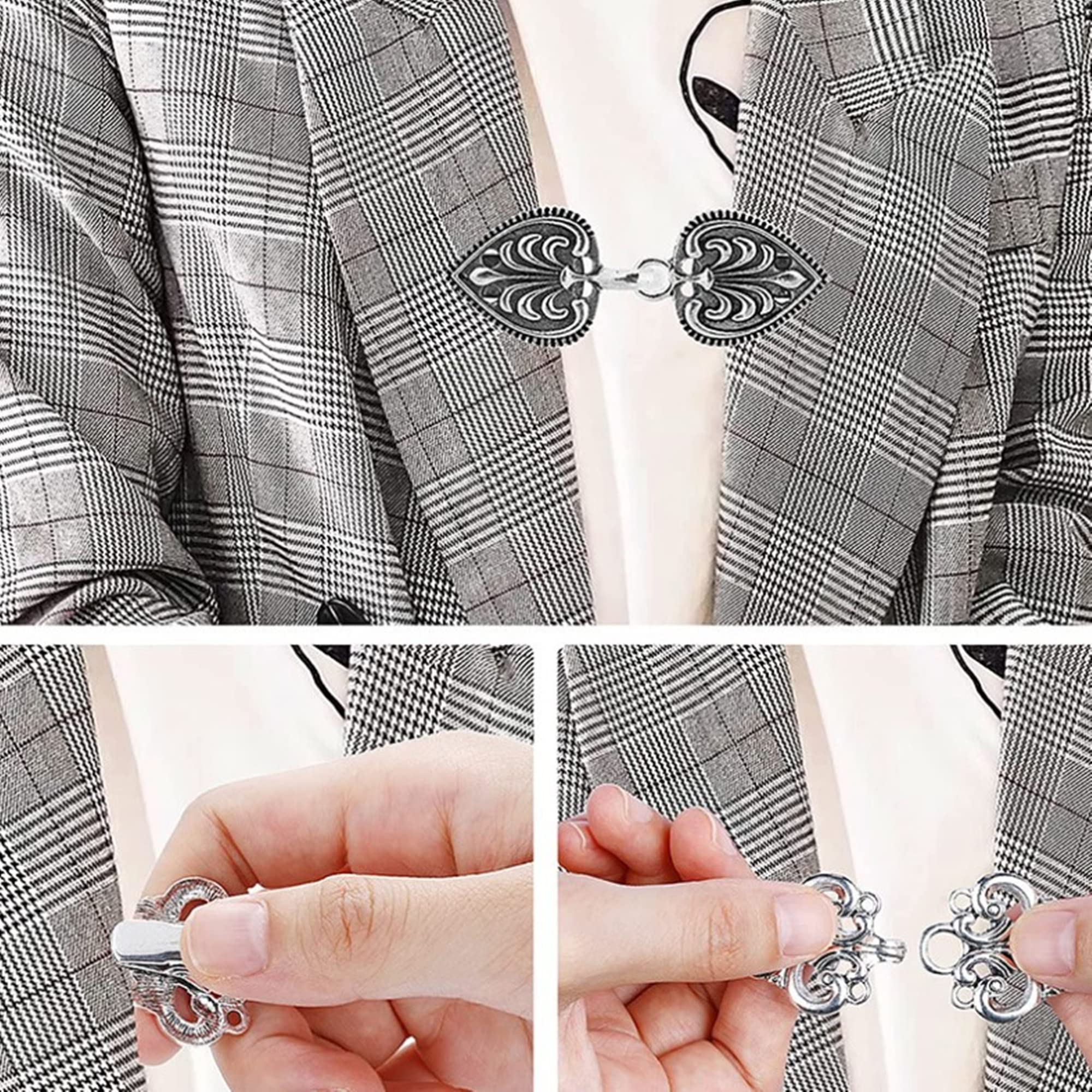 Vintage Shawl Clips 4 Pack - Metal Cape & Cardigan Pins for Women - Perfect for Dresses & Scarves
