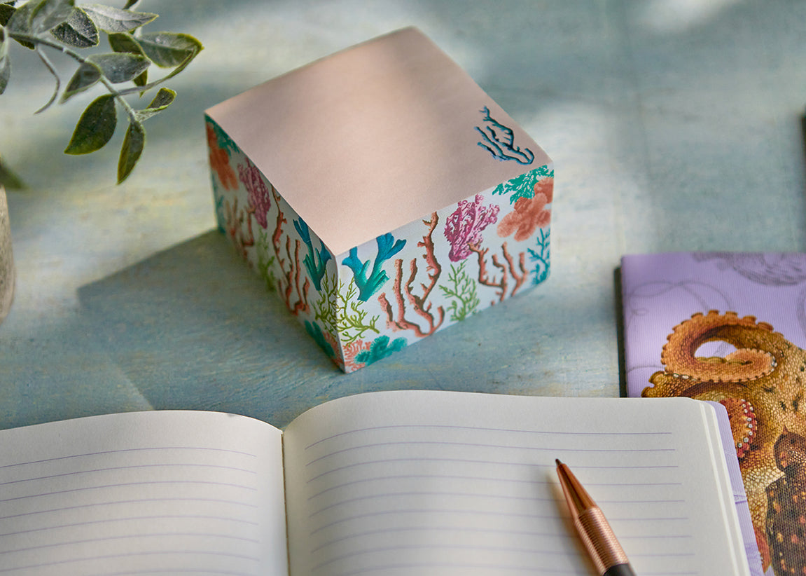 Art of Nature: Under the Sea Memo Cube - Ocean Themed Sticky Notes for Office, School & Home Organization - Perfect Desk Accessory for Memos & Reminders