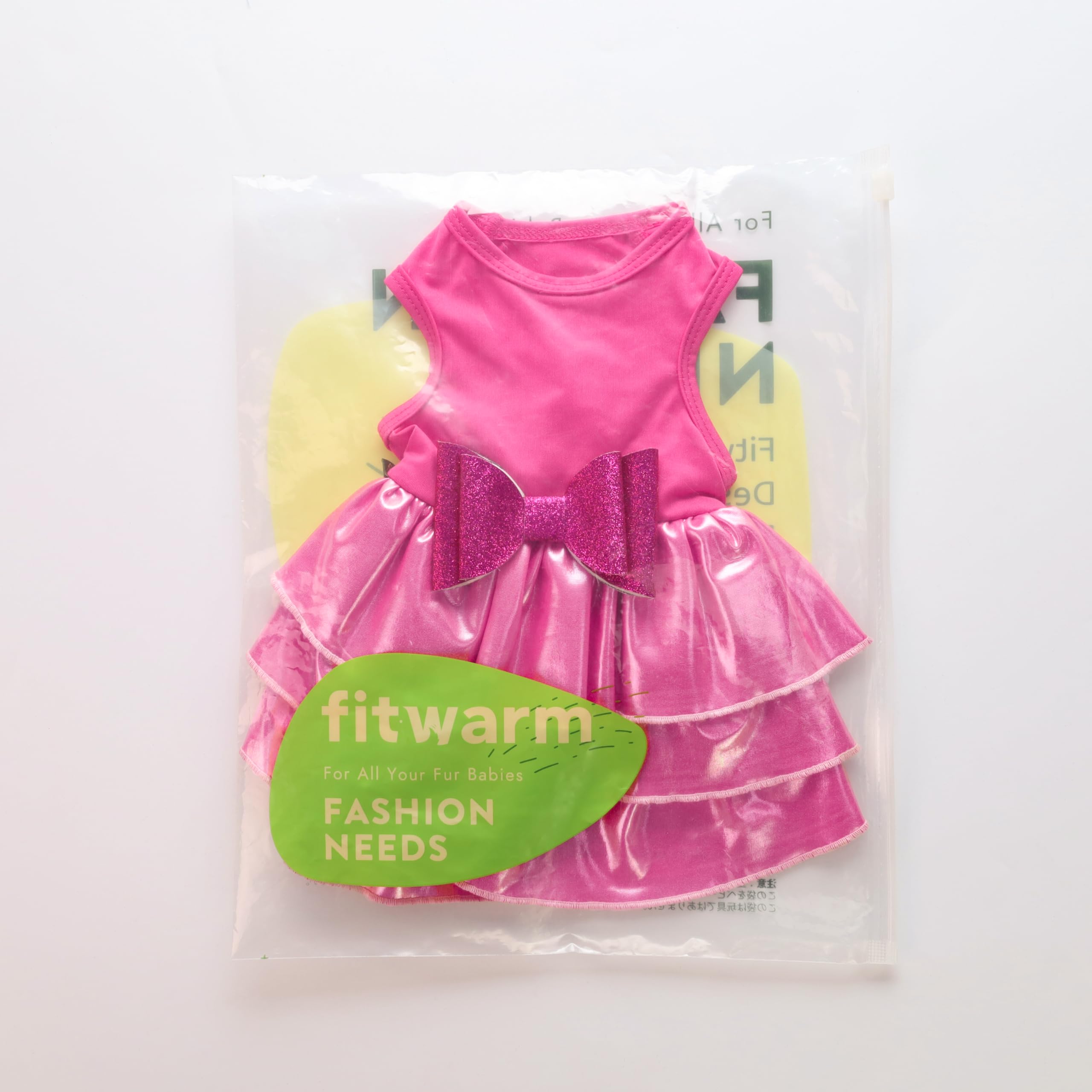 Fitwarm Glossy Tiered Dog Dress for Small Dogs - Elegant Pink Pet Clothing for Female Puppies, Perfect for Birthday Parties & Special Occasions | Size Medium