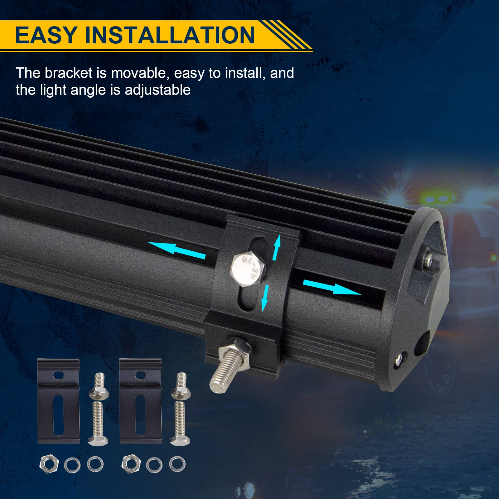 Willpower 22 Inch 324W Triple Row Strobe LED Light Bar - White & Amber Flash, 5500LM Flood/Spot Combo for Off-Road Vehicles | Perfect for Trucks, Jeeps, ATVs & Emergency Vehicles in Low Visibility Conditions
