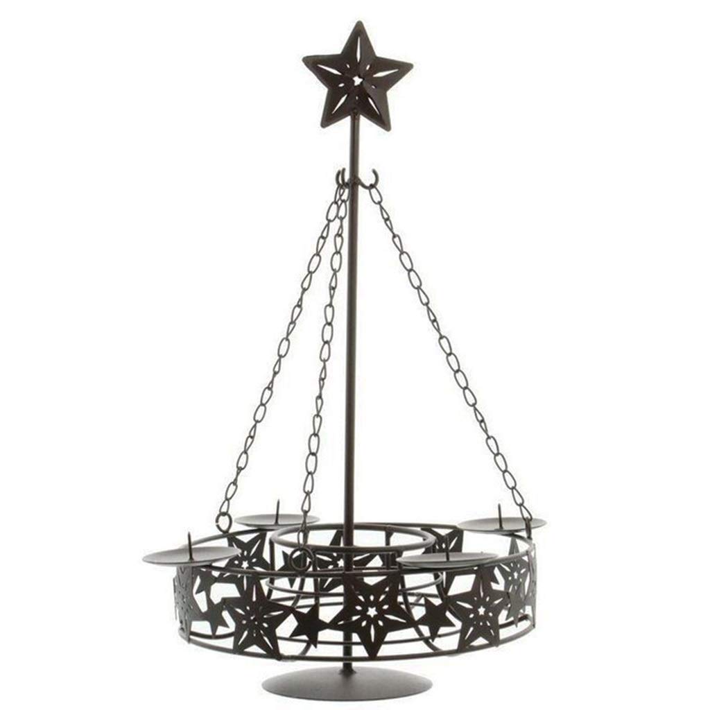 Elegant Wrought Iron Candelabra Candlestick Holder - Black 32x46cm for Romantic Dinner, Living Room, Coffee Table & Study Desk Decor | Perfect for Home, Cafe & Bar Ambiance