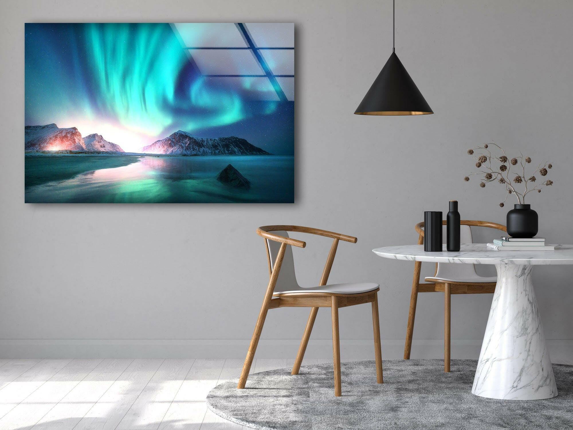 Aurora Northern Blue Glass Wall Art - Handmade Modern Home Decor for Living Room, Bedroom & Office - Stunning Blue Glass Mural for Unique Interior Design