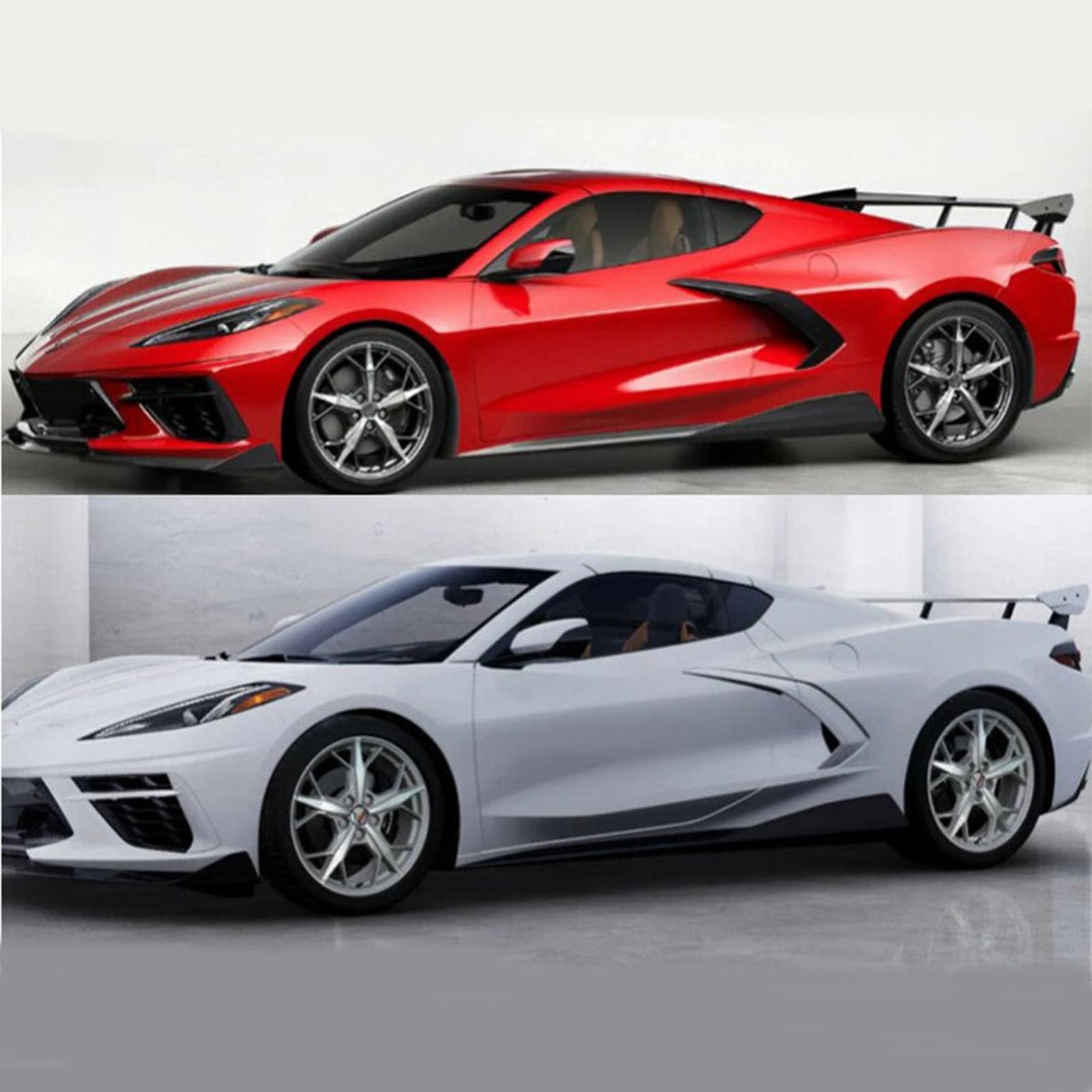 **Corvette C8 Side Skirt Rocker Panel & Exterior Splitter Wing - Gloss Black Body Accessories for Enhanced Aerodynamics & Style - Perfect for Racing & Car Shows**