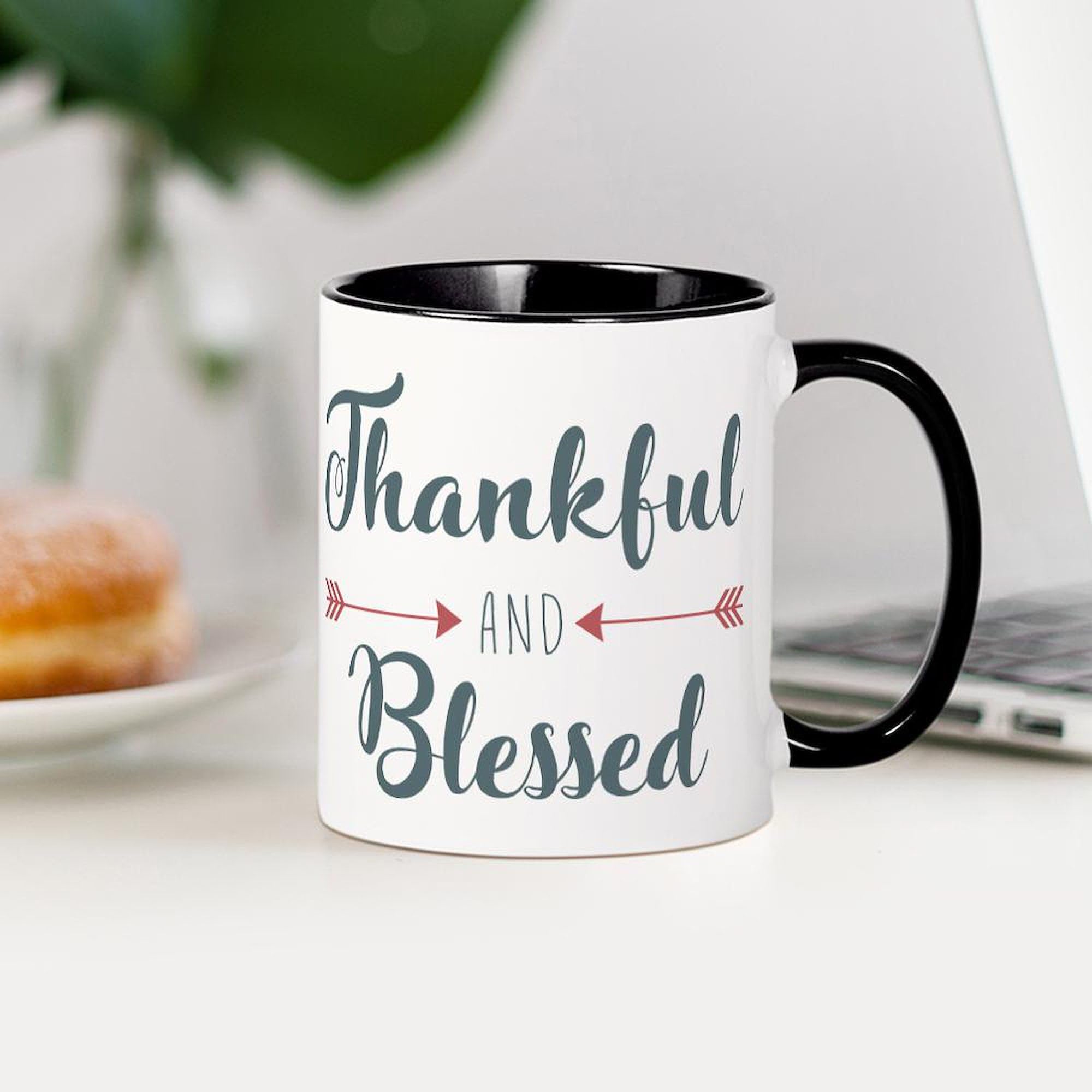 Thankful And Blessed 11 oz Ceramic Coffee Mug - 325 ml Inspirational Tea Cup for Home, Office & Gifts | Perfect for Morning Coffee, Tea & Hot Beverages