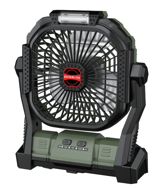 20000mAh Rechargeable Portable Fan with LED Light - Battery Operated Camping Fan with Hanging Hook - Perfect for Outdoor Travel, BBQ, Fishing, Hurricane Emergencies & Home Use