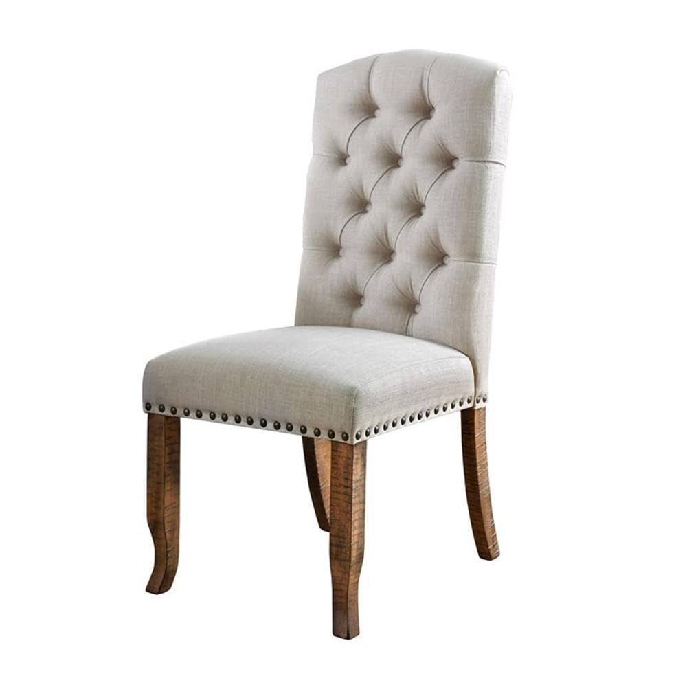 Liston Fabric Tufted Dining Chairs in Ivory - Set of 2 | Modern Upholstered Kitchen Chairs for Dining Room & Breakfast Nook | Comfortable & Stylish Seating for Home & Restaurant