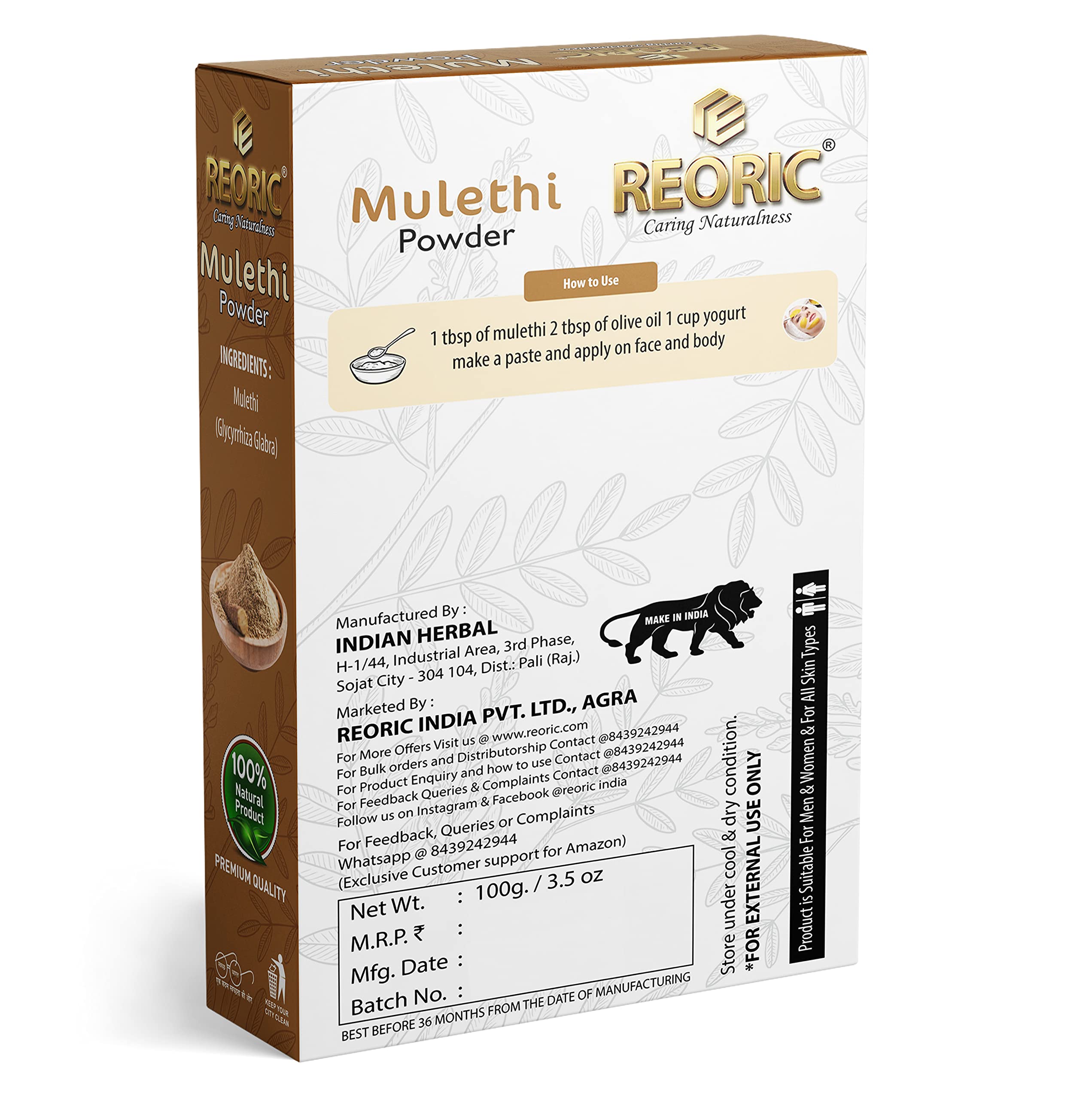 Organic Reoric Mulethi Powder & Orange Peel Powder for Face - Licorice Root Powder for Skin Brightening & Glow - 200g (Pack of 2) - Natural Face Mask & Exfoliator for Acne, Dark Spots & Dull Skin
