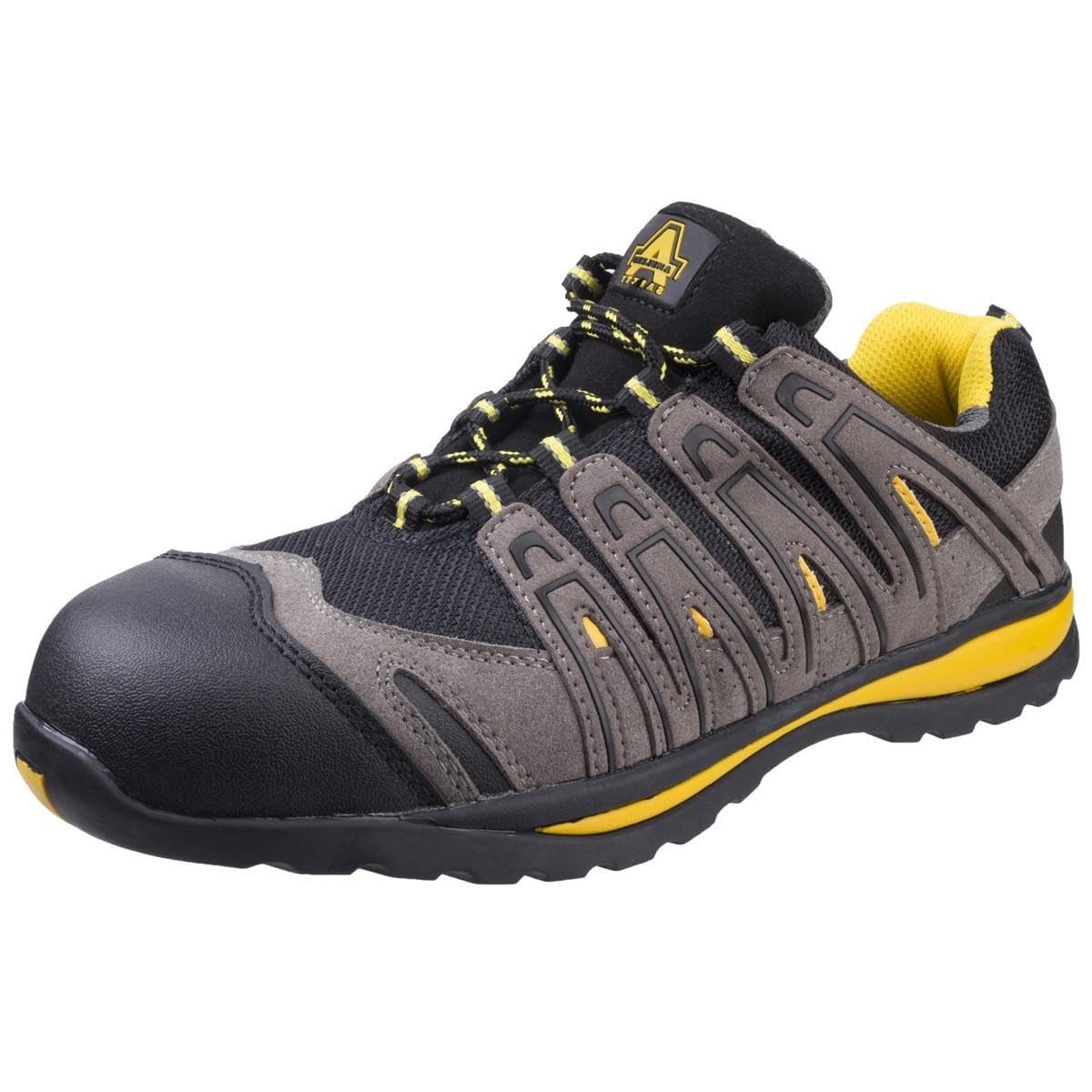 Men's FS42C Safety Sneakers - Black Mesh Work Shoes, UK Size 11 (EU 46, US 12) - Slip Resistant & Breathable for Construction, Warehouse & Industrial Work