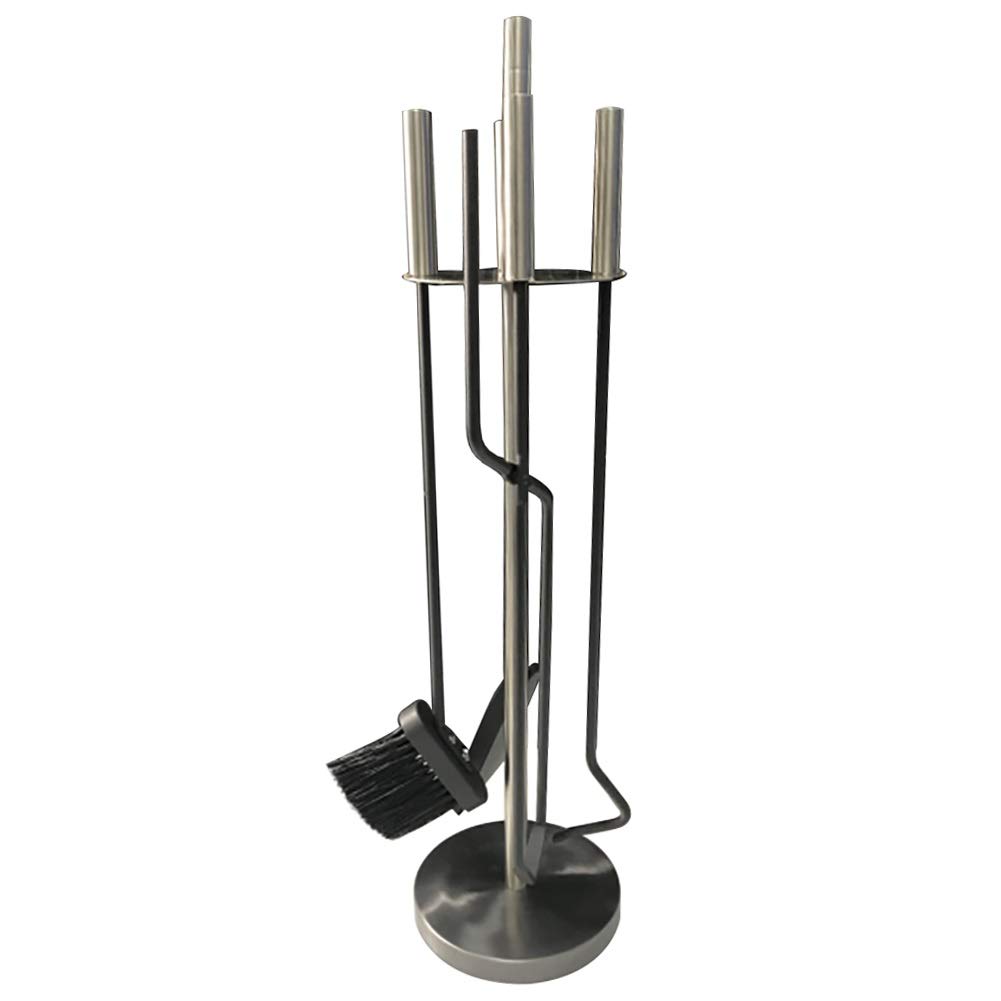 LXLA Contemporary Fireside Companion Fireplace Tool Set - 5-Piece Cast Iron Fireplace Accessories with Safety Handle (7.1