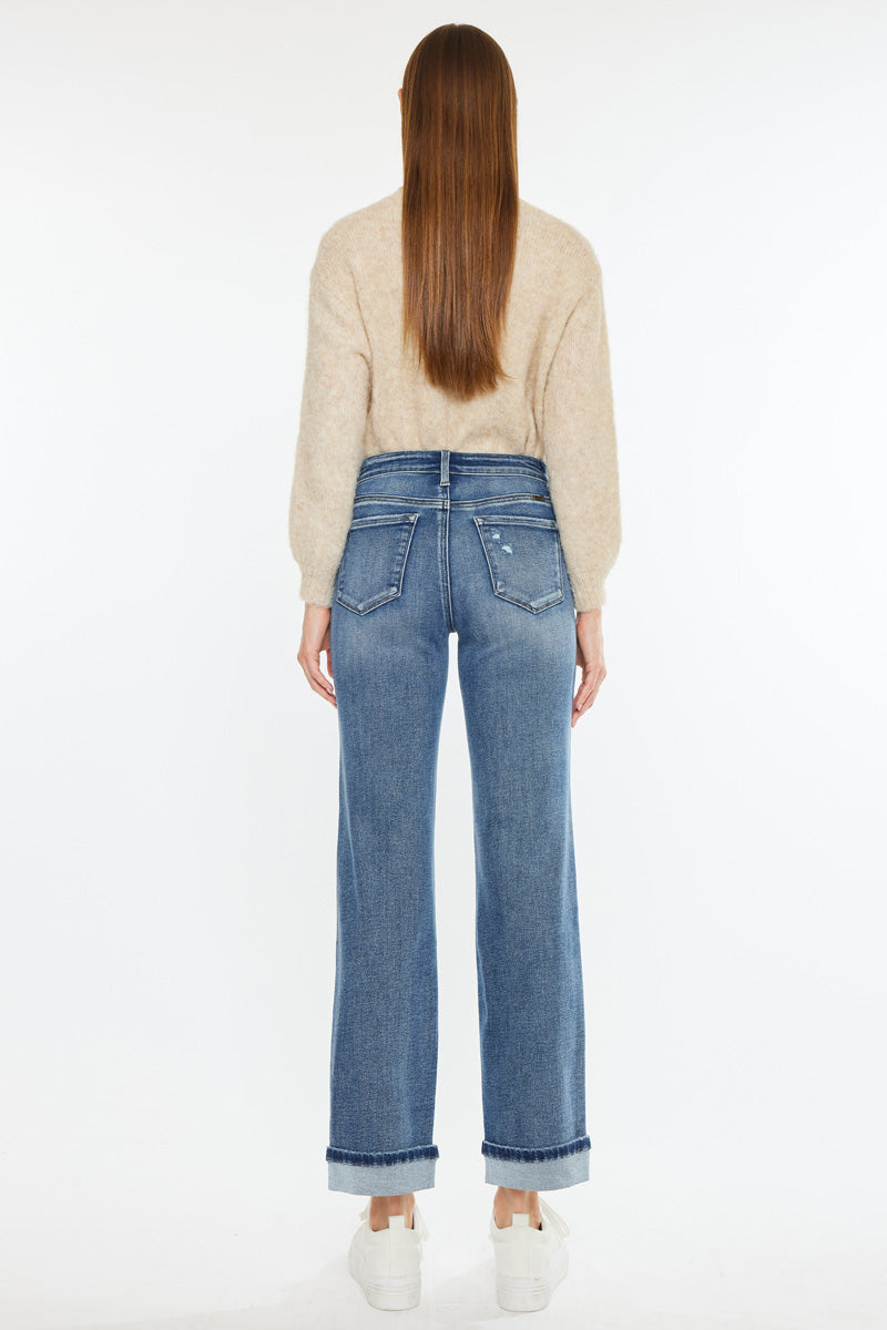 Carrie Essentials Mid Rise True Straight Leg Jeans for Women - Comfortable Everyday Denim Pants for Work, Casual Outings & Weekend Wear