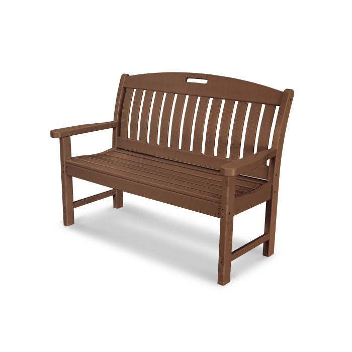 POLYWOOD Nautical 48-Inch Outdoor Bench - All-Weather Resin Wicker Patio Furniture for Deck, Poolside & Garden Seating