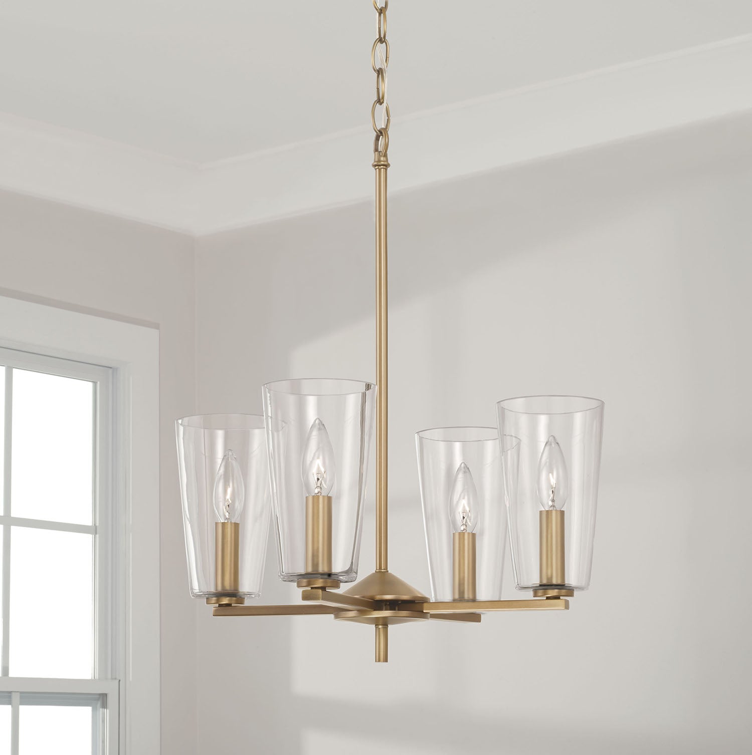 Finley 4-Light Modern Pendant Lighting Fixture - Sleek Black Metal & Clear Glass Shades for Kitchen Island, Dining Room or Entryway