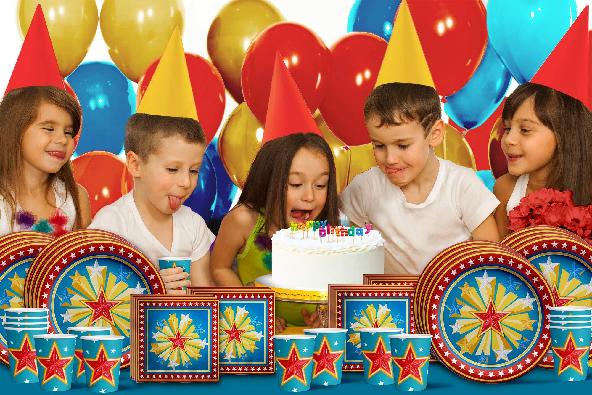 Mighty Woman Superhero Birthday Party Supplies Set - 16-Piece Tableware Kit with Plates, Napkins & Cups for Girls' Superhero Themed Party | Perfect for Kids' Birthday Celebrations & Decorations