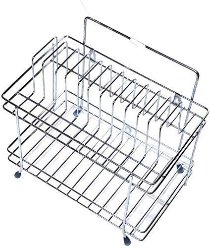 Premium 2-Tier Stainless Steel Chrome Plated Plate & Bowl Stand - Kitchen Utensil Organizer with Wall Mount or Countertop Options - Space Saving Dish Rack for Home Kitchen Organization - Perfect for Small Kitchens, Dining Rooms, and Restaurants