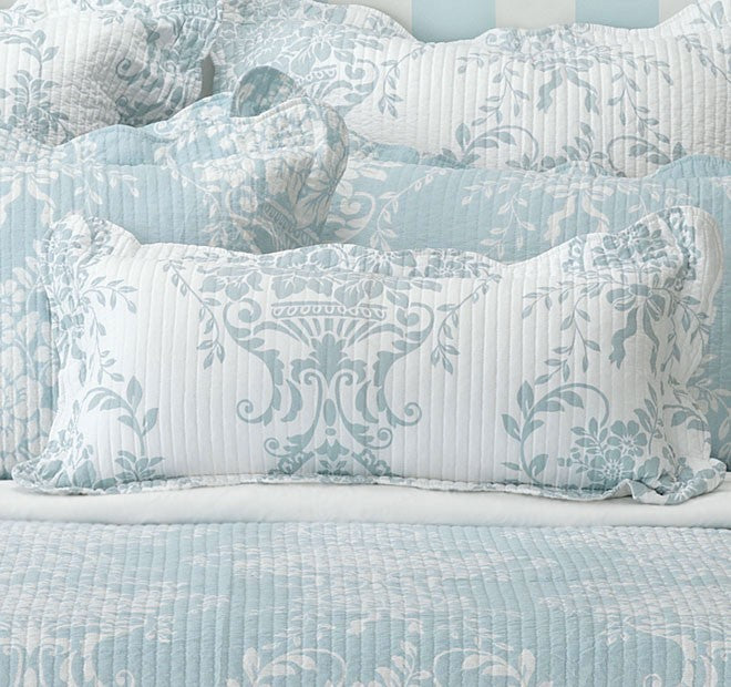 Bianca Florence Blue Bedspread Set - Queen Size Luxury Bedding for Master & Guest Rooms | Soft & Breathable Cotton Coverlet for All Seasons
