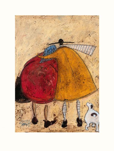 Sam Toft 'Hugs on the Way Home' Contemporary Humor Art Print - 11.75x15.75 Inch Framed Poster with 9x12.5 Inch Image - Perfect for Living Room, Bedroom & Office Decor