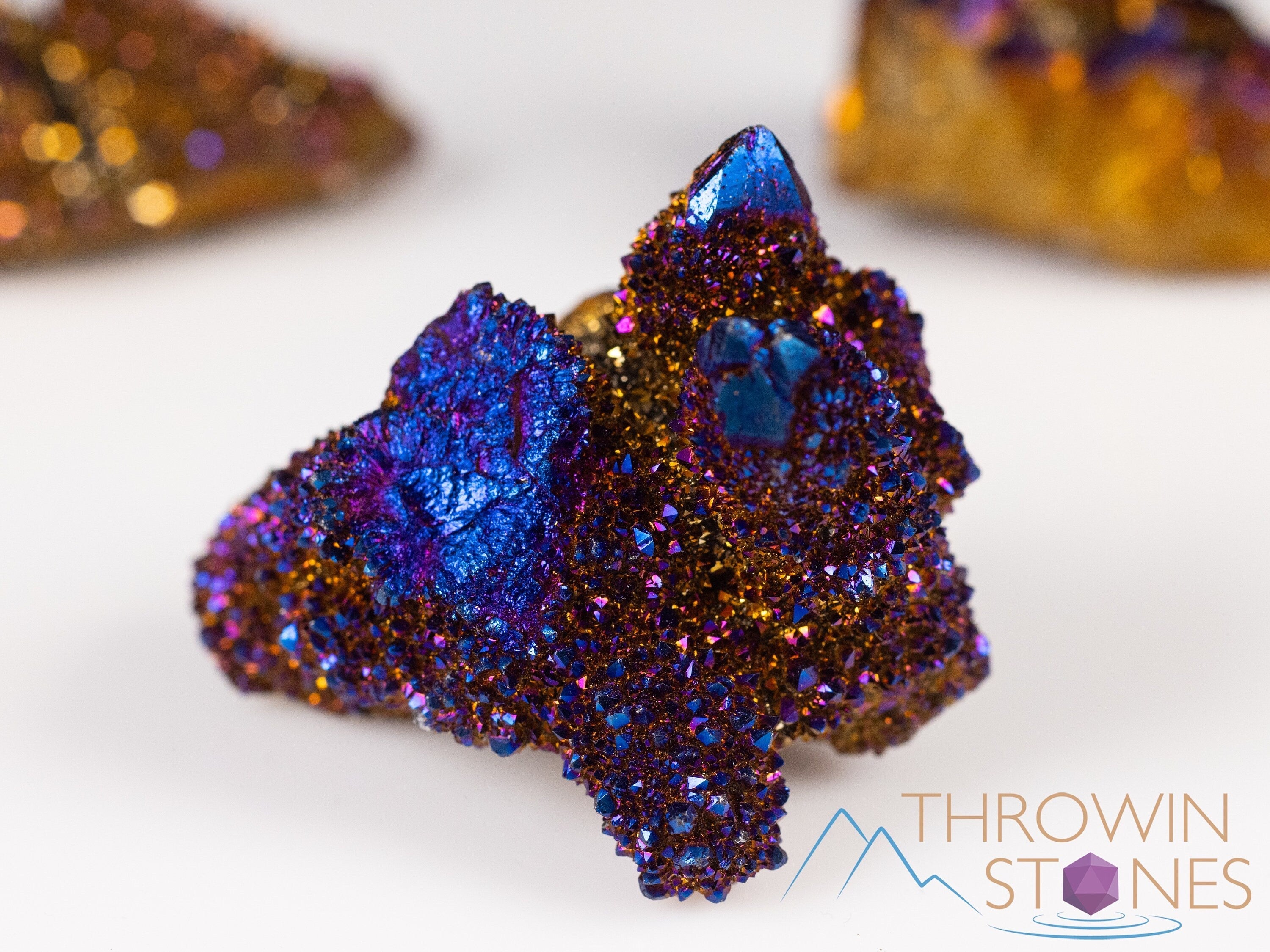 Blue Titanium Aura Quartz Crystal Cluster - Rainbow Spirit Quartz Healing Stone for Meditation, Reiki & Home Decor (E2143) | Natural Crystal Specimen for Energy Work & Spiritual Gifts