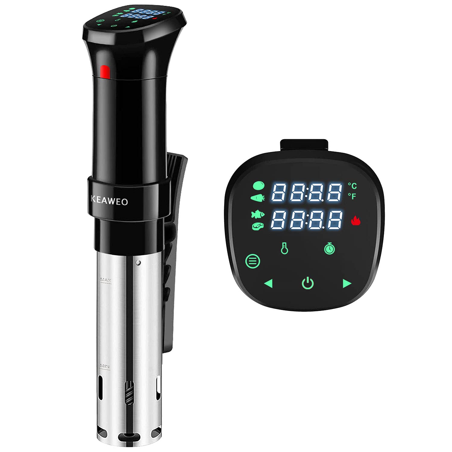 KEAWEO 1100W Sous Vide Precision Cooker with Touch LED Screen - Professional Immersion Circulator for Low-Temperature Vacuum Cooking - Perfect for Steak, Chicken, Fish & Meal Prep at Home