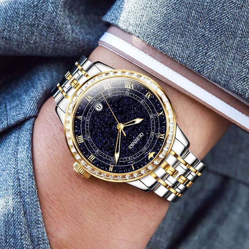 OUPINKE Men's Automatic Luxury Watch - Starry Sky Design, Mechanical Movement, Waterproof, Date Display, Luminous Hands, Sapphire Crystal, Tungsten Steel Band - Perfect for Business, Formal Events & Gift Giving