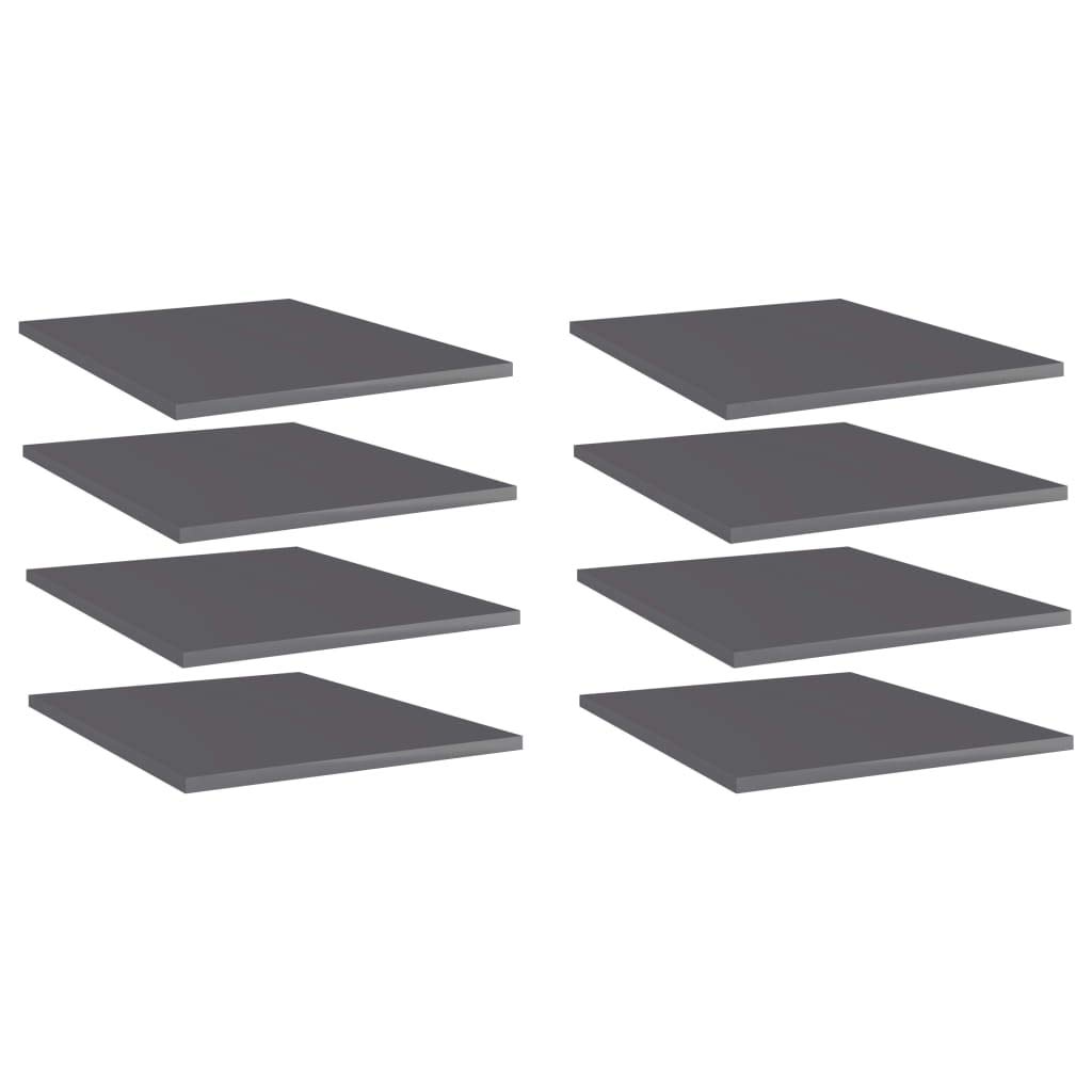 8-Piece High Gloss Gray Bookshelf Replacement Panels - Floating Shelf Boards for Book Storage & Display - Durable Bookcase Organizer for Home, Office & Retail Use