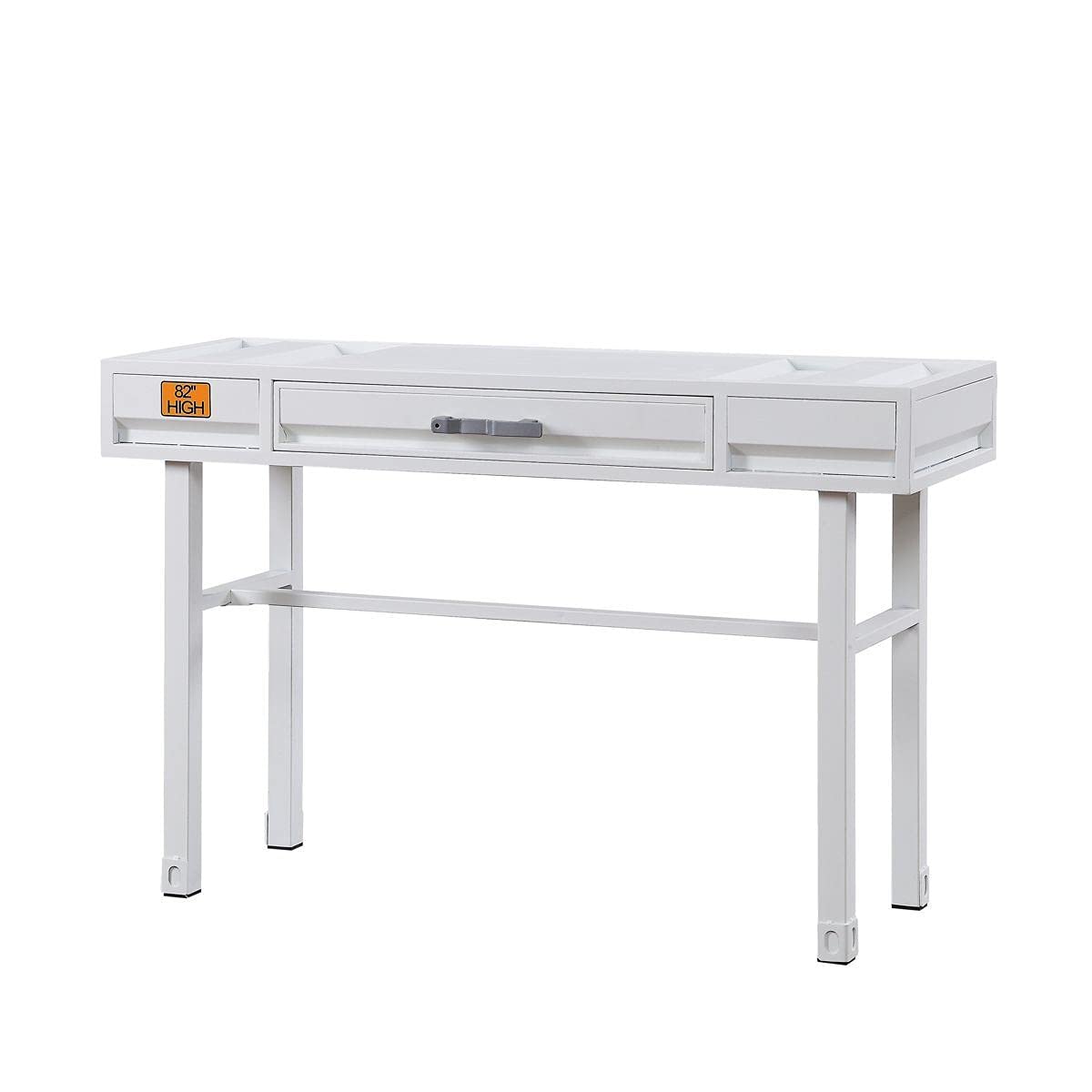 TITA-DONG White Cargo Vanity Desk with Storage - Modern Dressing Table for Bedroom, Makeup Vanity with Mirror - Perfect for Small Spaces & Home Organization (Model 35909)