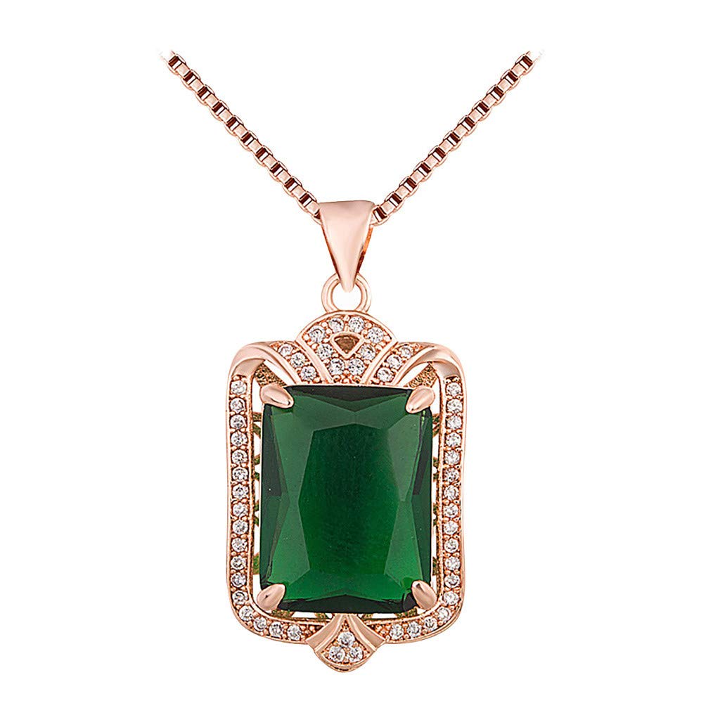 Elegant Green Zircon Pendant Necklace for Women - Dainty Charm Jewelry for Party, Wedding & Everyday Wear