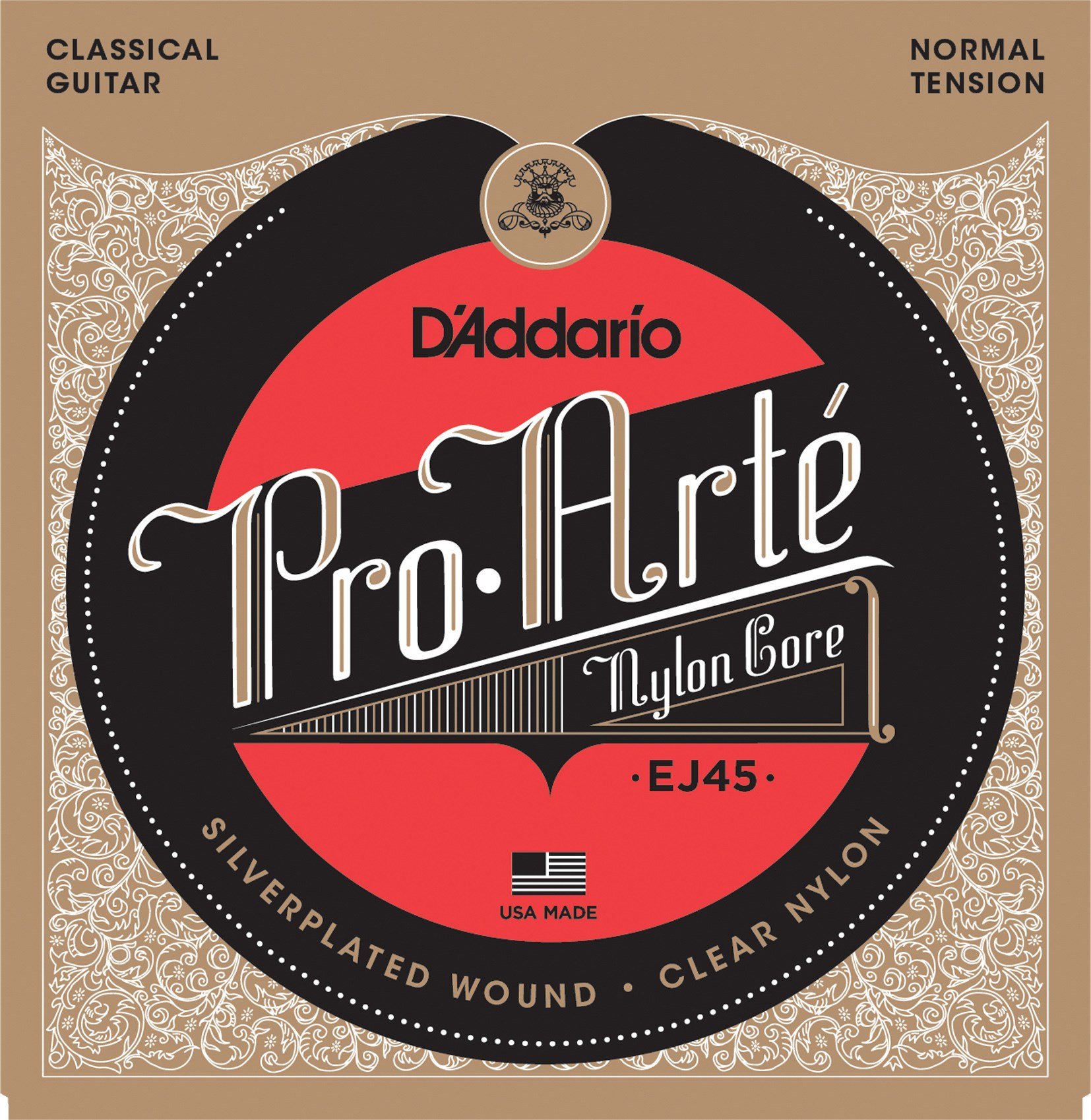 D'Addario EJ45x5 Pro-Arte Classical Guitar Strings (5 Sets) - Silver/Clear/Normal Tension - Perfect for Classical & Flamenco Players - Studio & Stage Performance