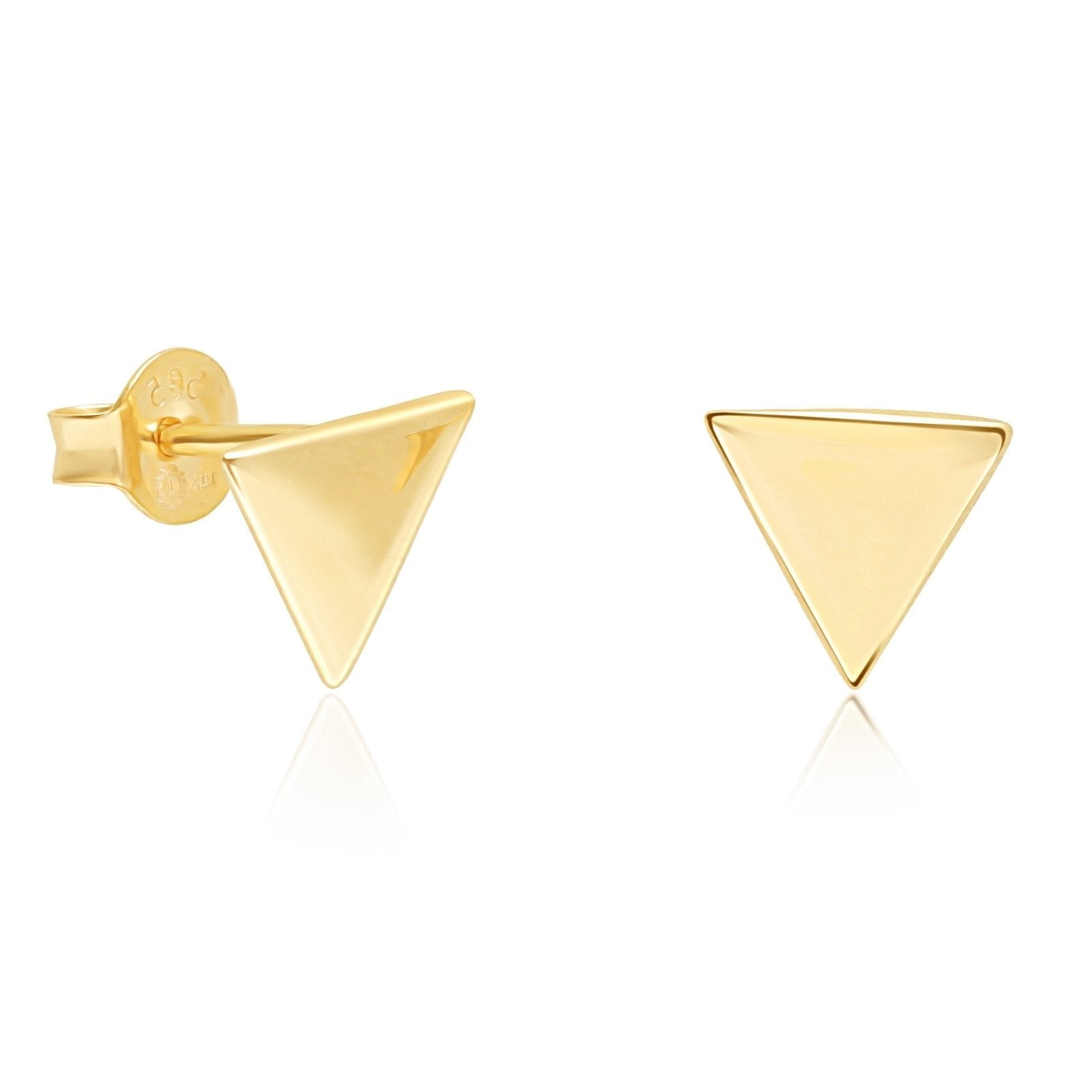 Minimalist Triangle Screw Back Earrings - 14k Solid Yellow Gold Dainty Stud Earrings for Women | Perfect for Everyday Wear, Office, Date Night & Gift Giving