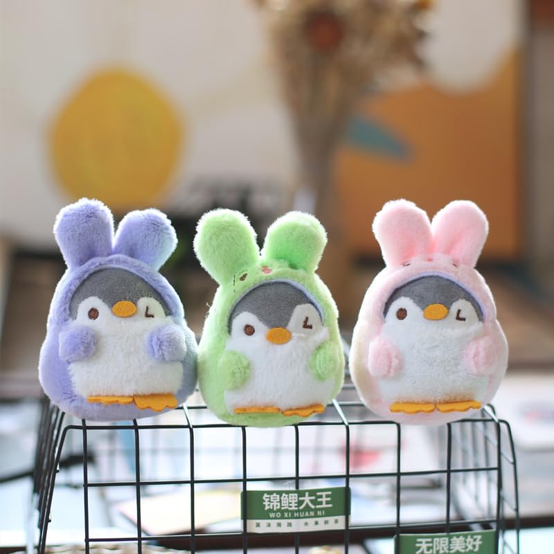 Adorable Rabbit Costume Plush Penguin Keychain - Cute Cosplay Key Ring for Handbags, Backpacks & Gifts | Perfect for Anime Fans, Kawaii Lovers & Unique Accessories