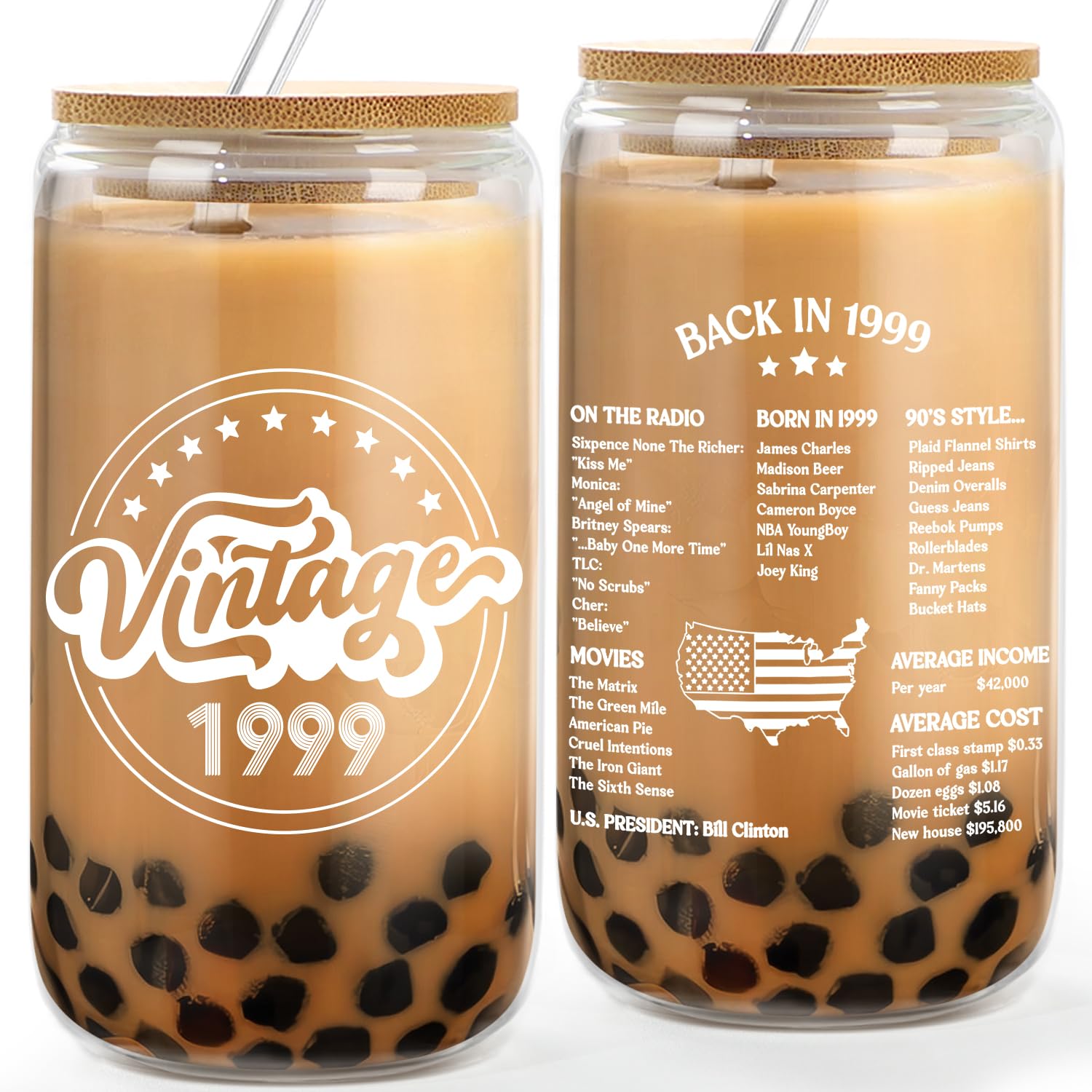 **26th Birthday Gifts for Women - Unique 1999 Themed Presents for Her, Daughter, or Sister - Best Cool 26-Year-Old Female Gifts - 16 Oz Coffee Glass with Birthday Decorations - Perfect for Celebrations, Parties & Daily Use**