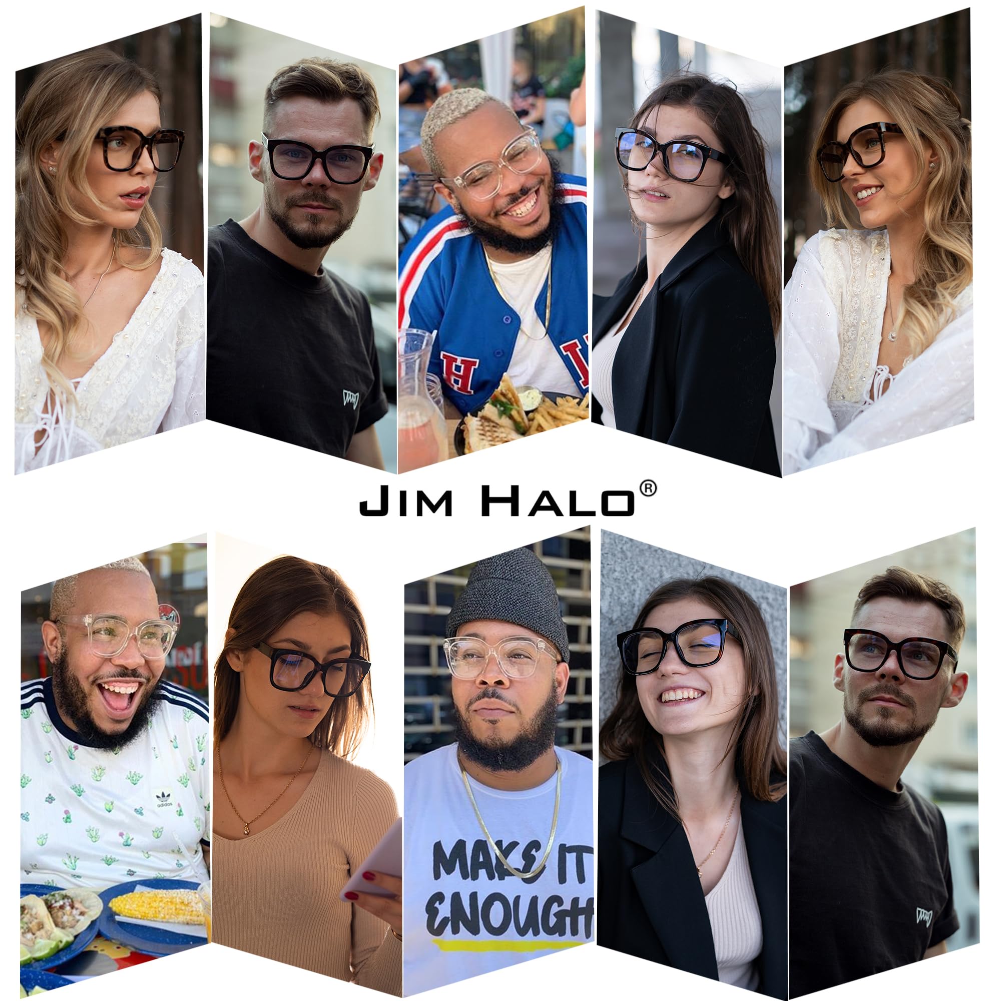 JIM HALO Oversized Blue Light Blocking Glasses for Women - Square Chunky Computer Glasses to Reduce Eye Strain & Fatigue - Perfect for Gaming, Working & Screen Time
