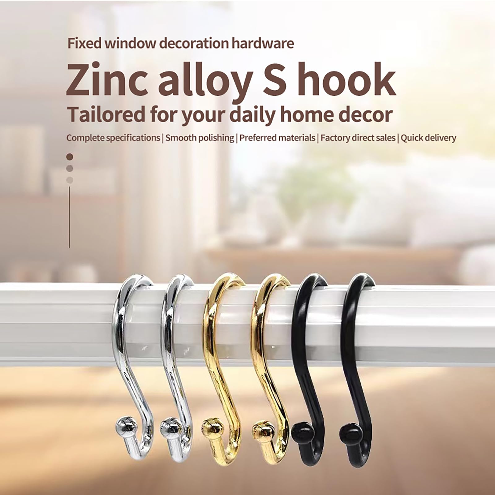 12 Pack Gold S-Shaped Metal Shower Hooks - Rustproof Decorative Hangers for Shower Curtains, Towels, Clothing & Plants - Bathroom & Home Organization Accessories (Perfect for Hanging, Decorating & Space Saving)